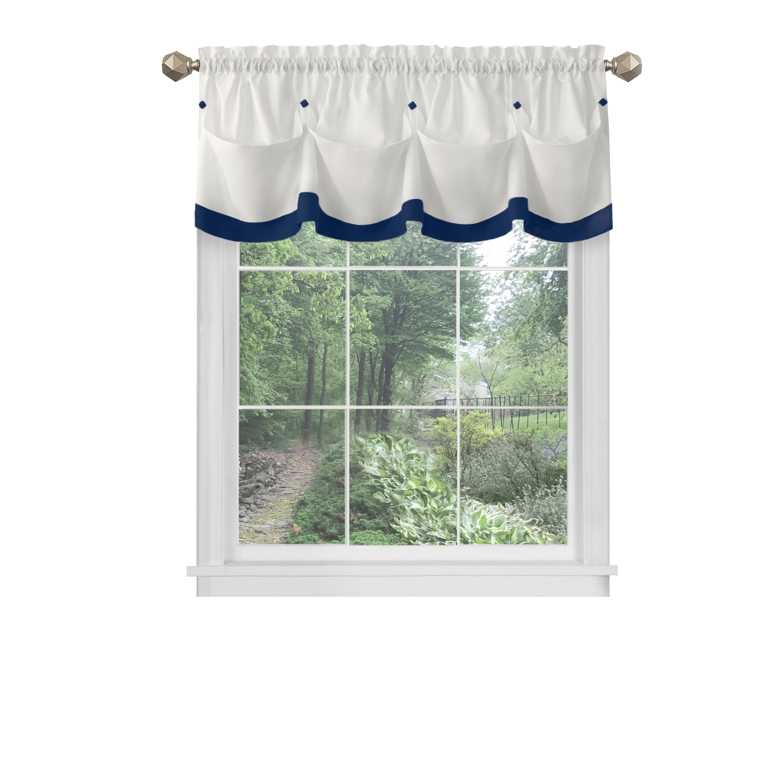 Achim LAVL14NY12 Lana 14-Inches Navy Polyester Rod pocket Valance
