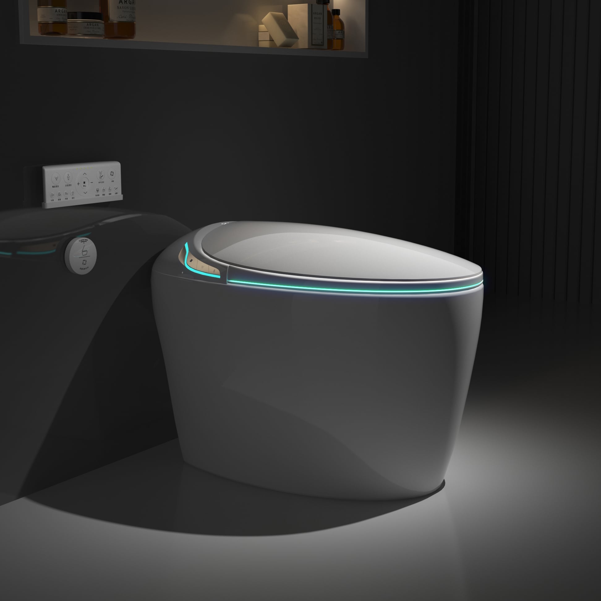 Lordear L-ZNMTK5GPAPR2405 White Touchless Flush Elongated Standard height Smart Soft Close 1-piece Bidet Toilet 12-in Rough-In 1.28 GPF