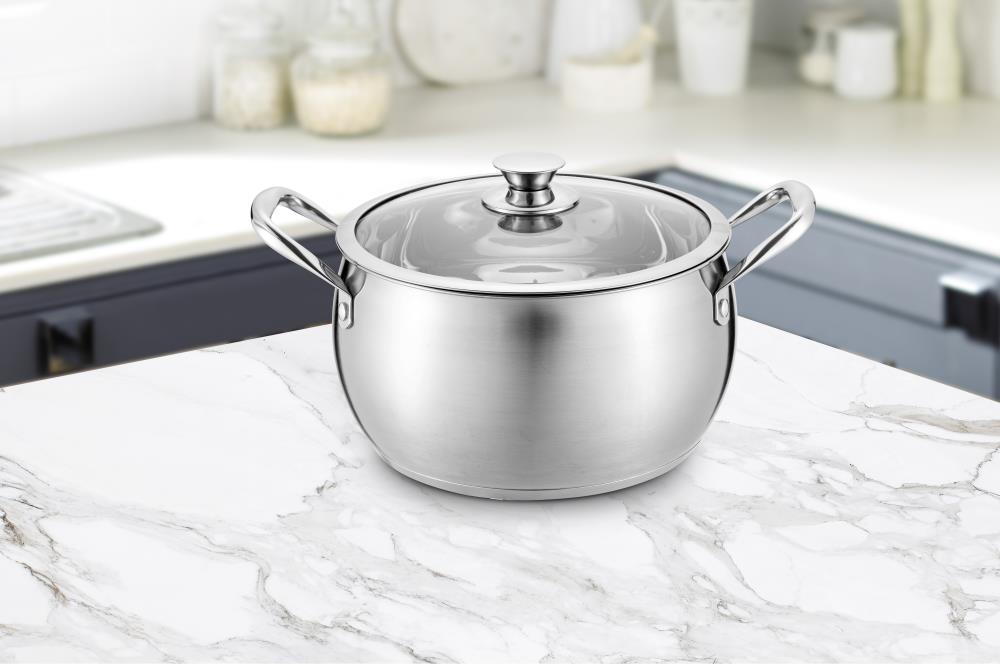  Hamilton Beach Stainless Steel 7-Quart Dutch Oven -  Professional Premium Oven Safe Stock Pot with Ergonomic Handle & Glass Lid  - Fryer Pot for Braising: Home & Kitchen