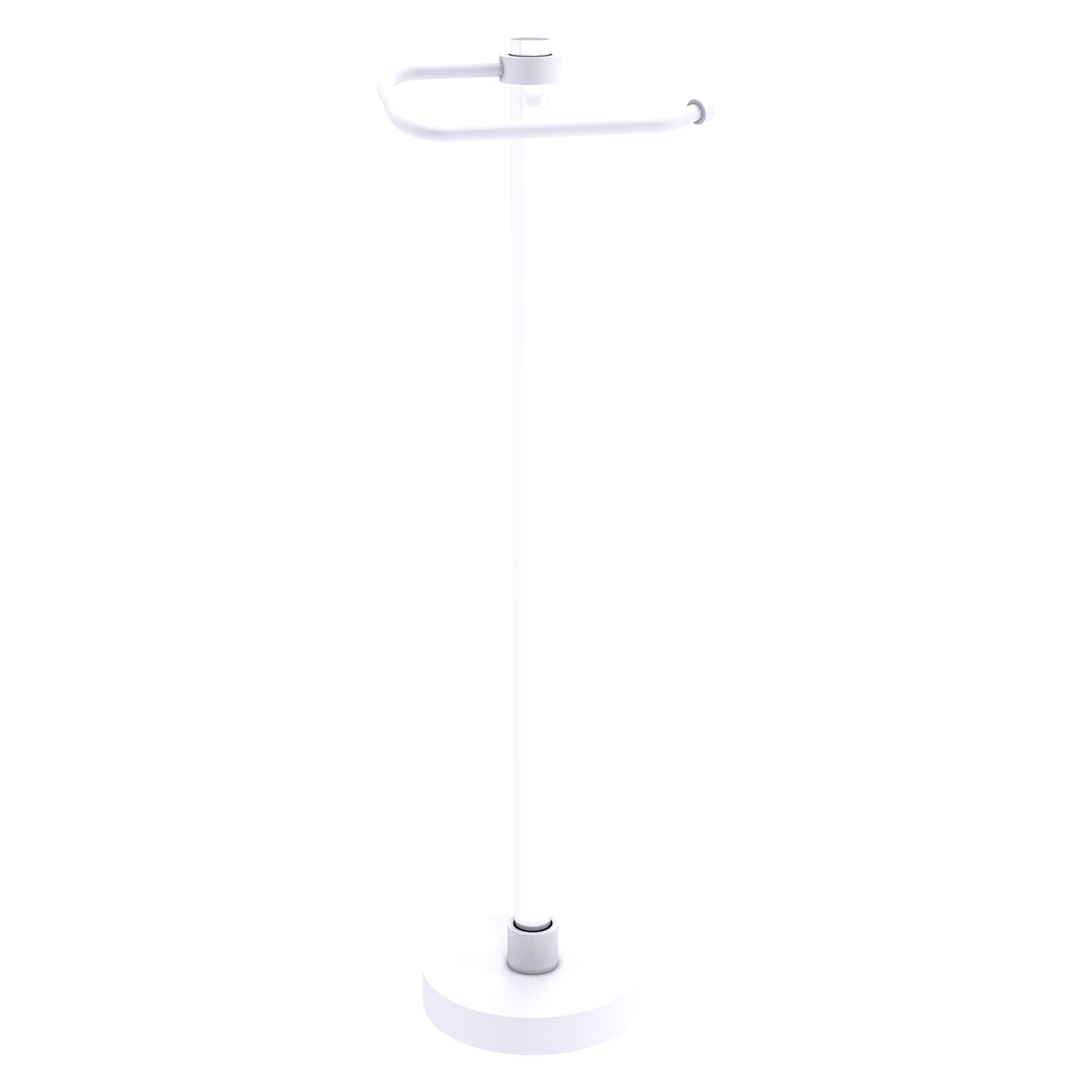 Allied Brass CVTS-25-WHM Clearview Matte White Freestanding Single post Toilet Paper Holder 1 -Rolls with Storage