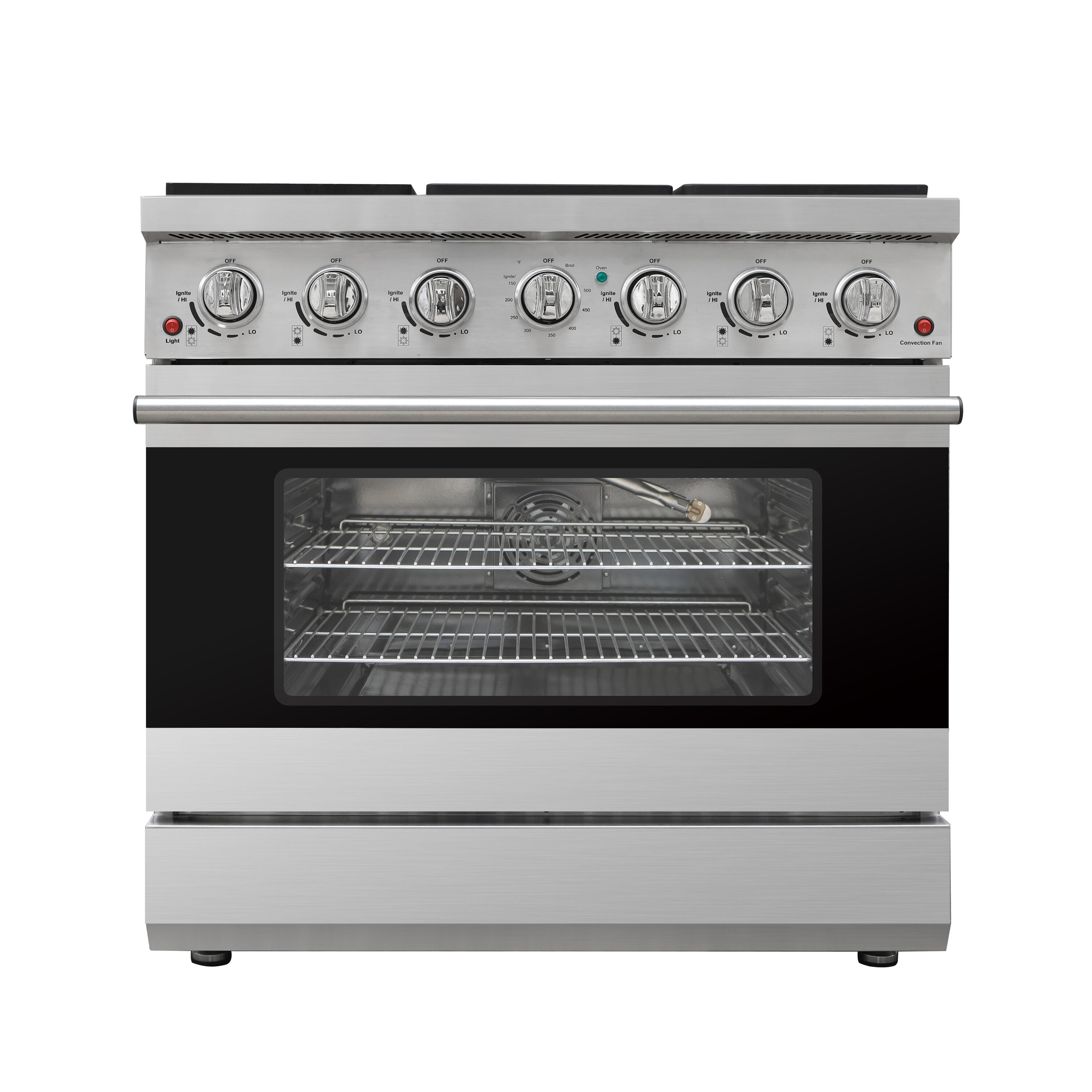 DURO FF3618 36-in 6 burners 5.5-cu ft Convection Oven Freestanding Natural Gas Range ( Stainless Steel )
