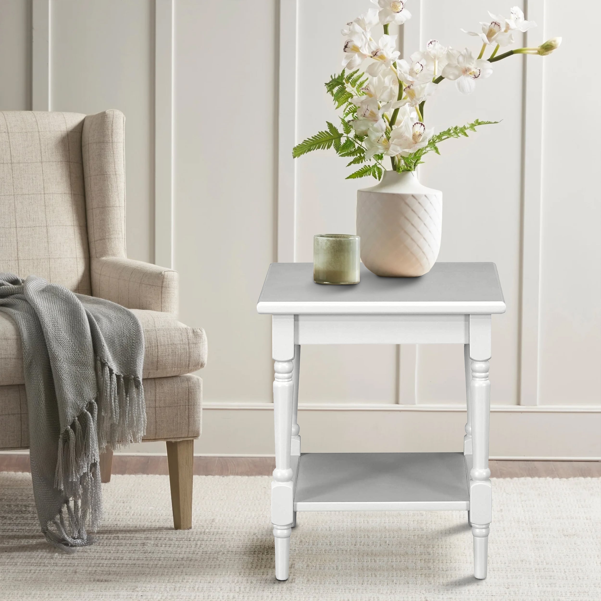 CASAINC WF-B180426-3-G-MR End table with storage 20-in W x 22-in H Gray Wood Modern End Table Assembly Required