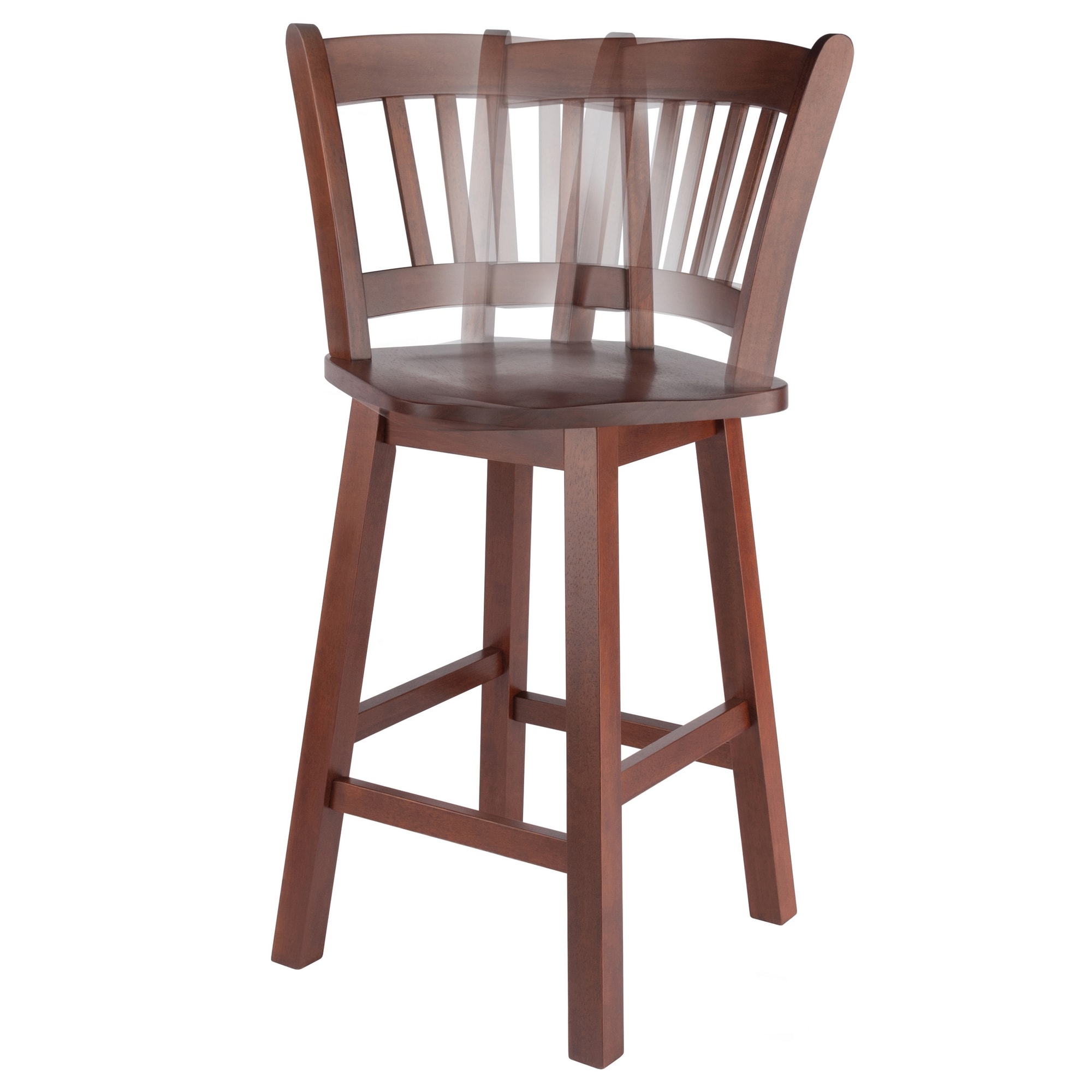 Walnut Solid Wood Swivel Seat Counter Stool, 24-Inch