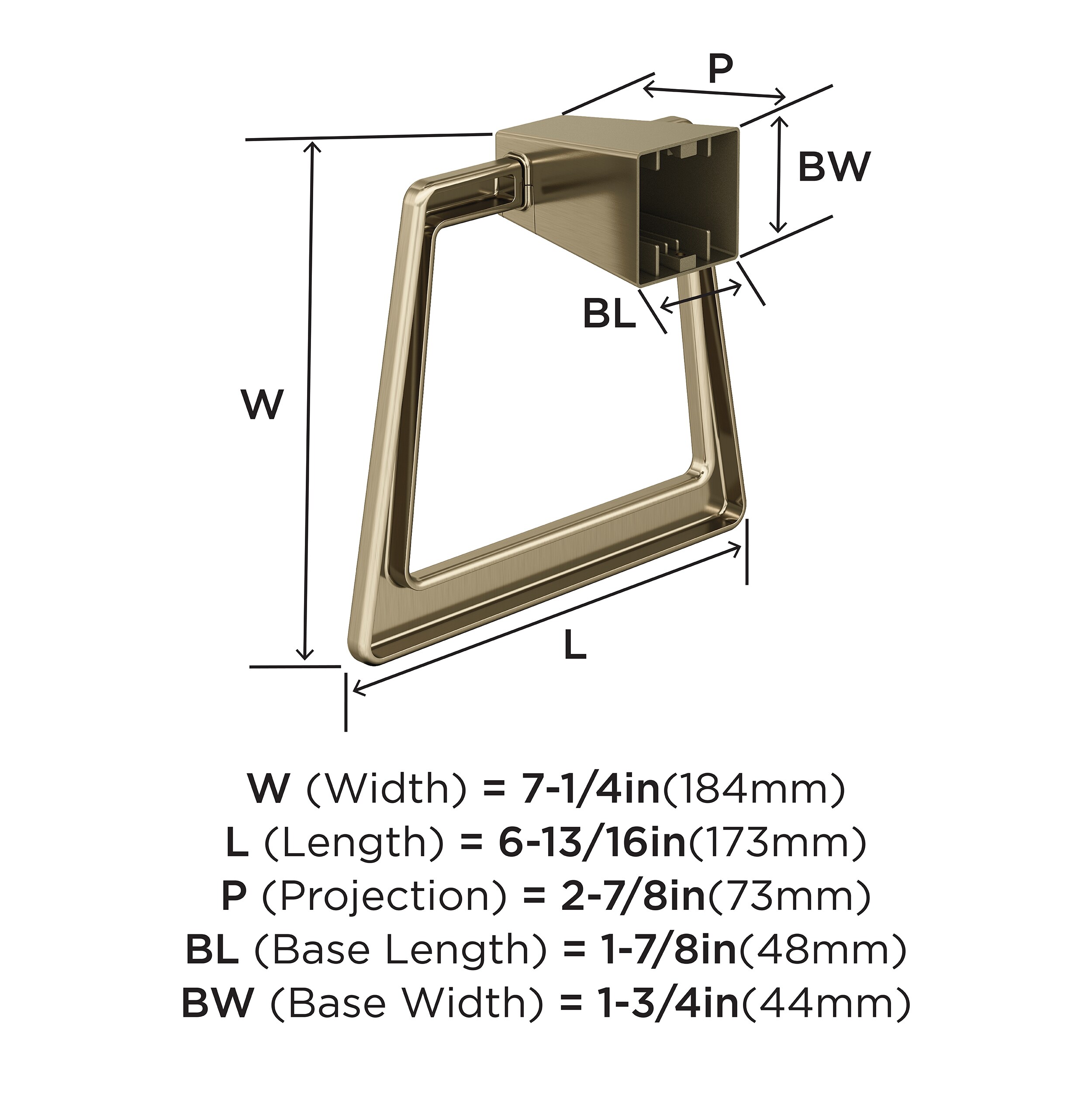 Golden Champagne Wall Mounted Towel Ring 6-13/16 inch