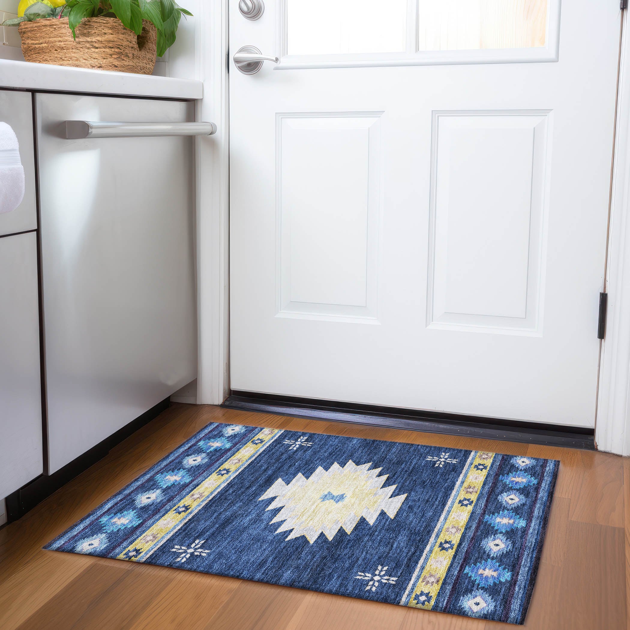 Addison Rugs AMF179BL20X30 Mayfield AMF179BL 2 x 3 (ft) Loomed Polyester Blue Rectangular Indoor Geometric Machine washable Area rug