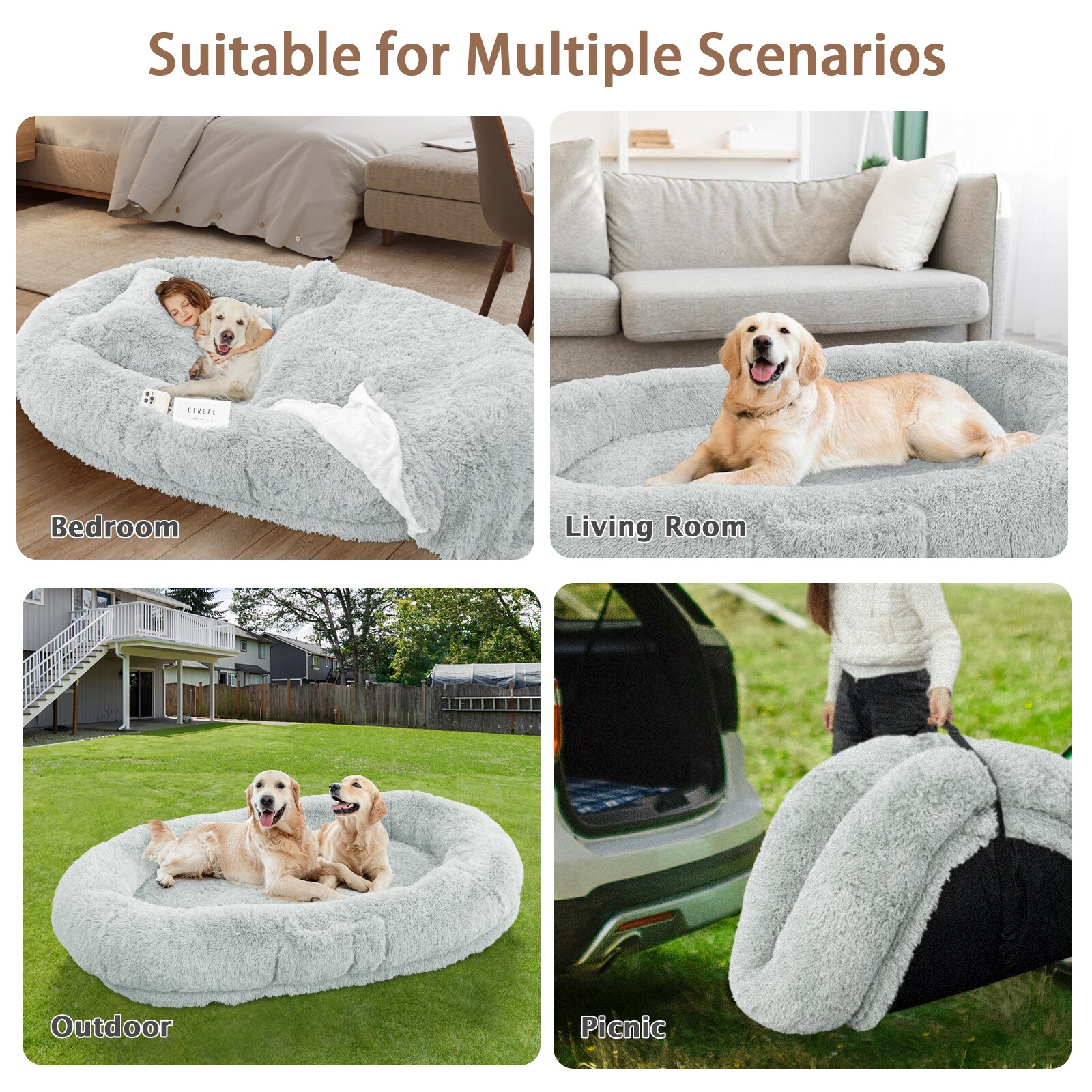 LOVMOR HUMANDOGBED-GREY Pet-Beds - View #2