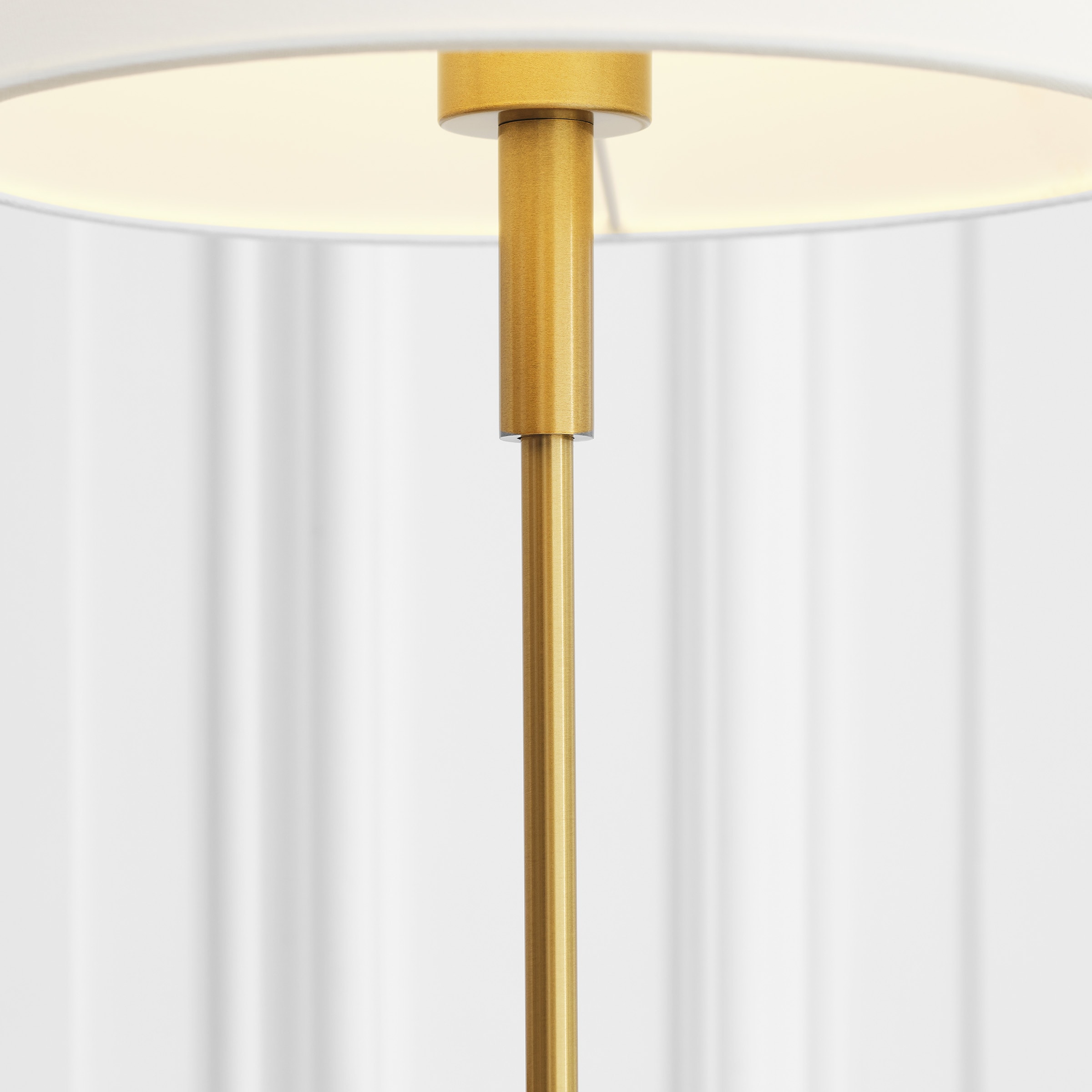 Satin Brass Medium Table Lamp with White Linen Shade