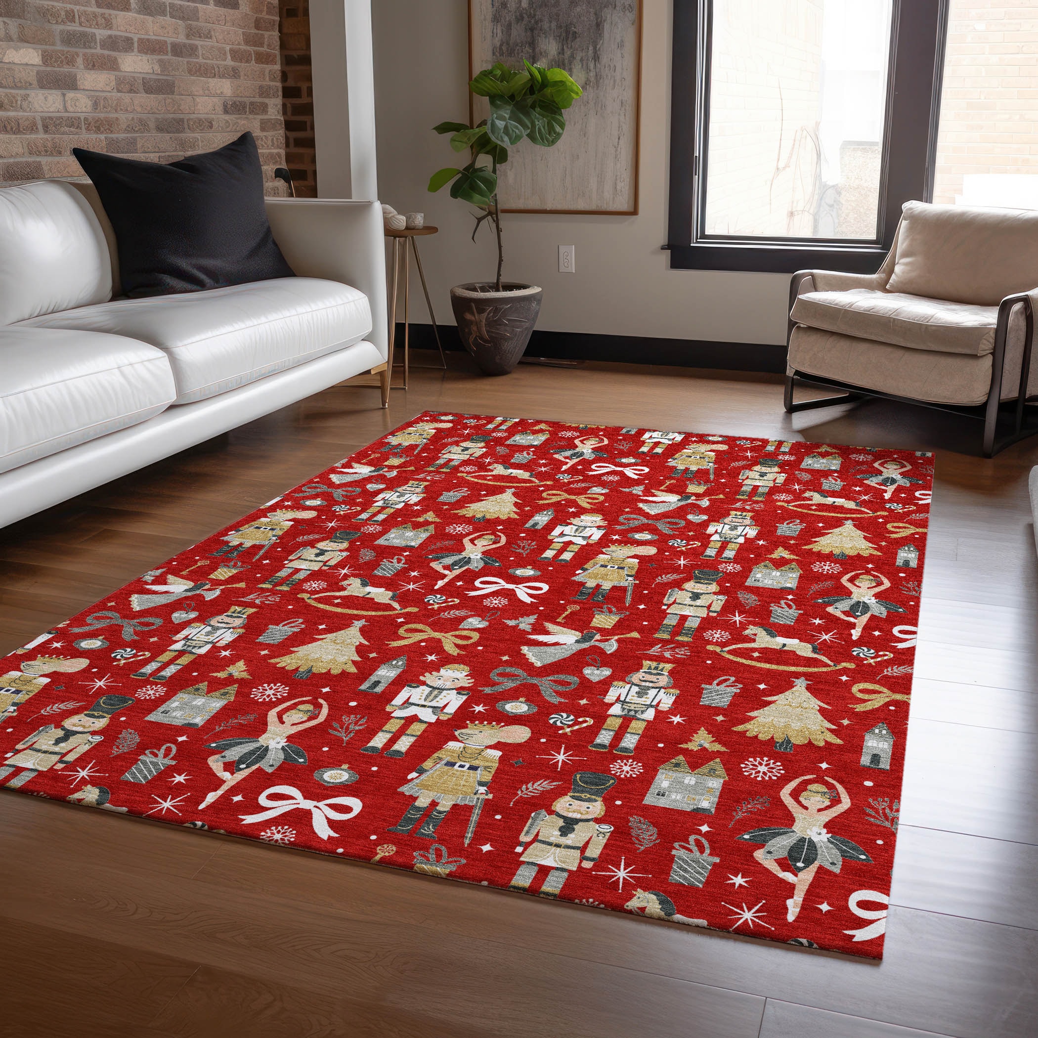 Addison Rugs ACN1827RD10X14 Chantille ACN1827RD 10 x 14 (ft) Loomed Polyester Red Rectangular Indoor/Outdoor Machine washable Area rug