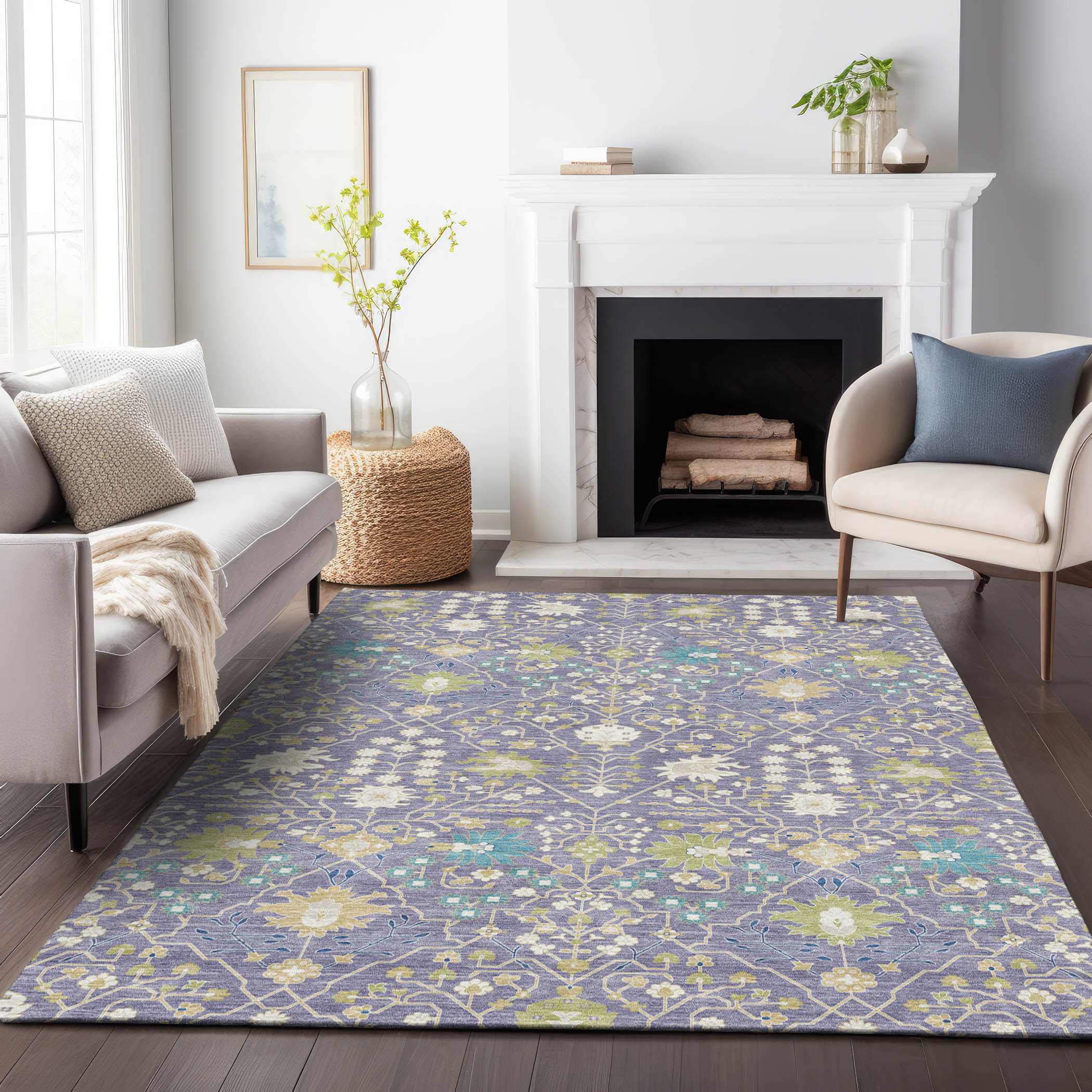 Addison Rugs ACN1009LV8X10 Chantille ACN1009LV 8 x 10 (ft) Polyester Lavender Rectangular Indoor/Outdoor Geometric Machine washable Area rug