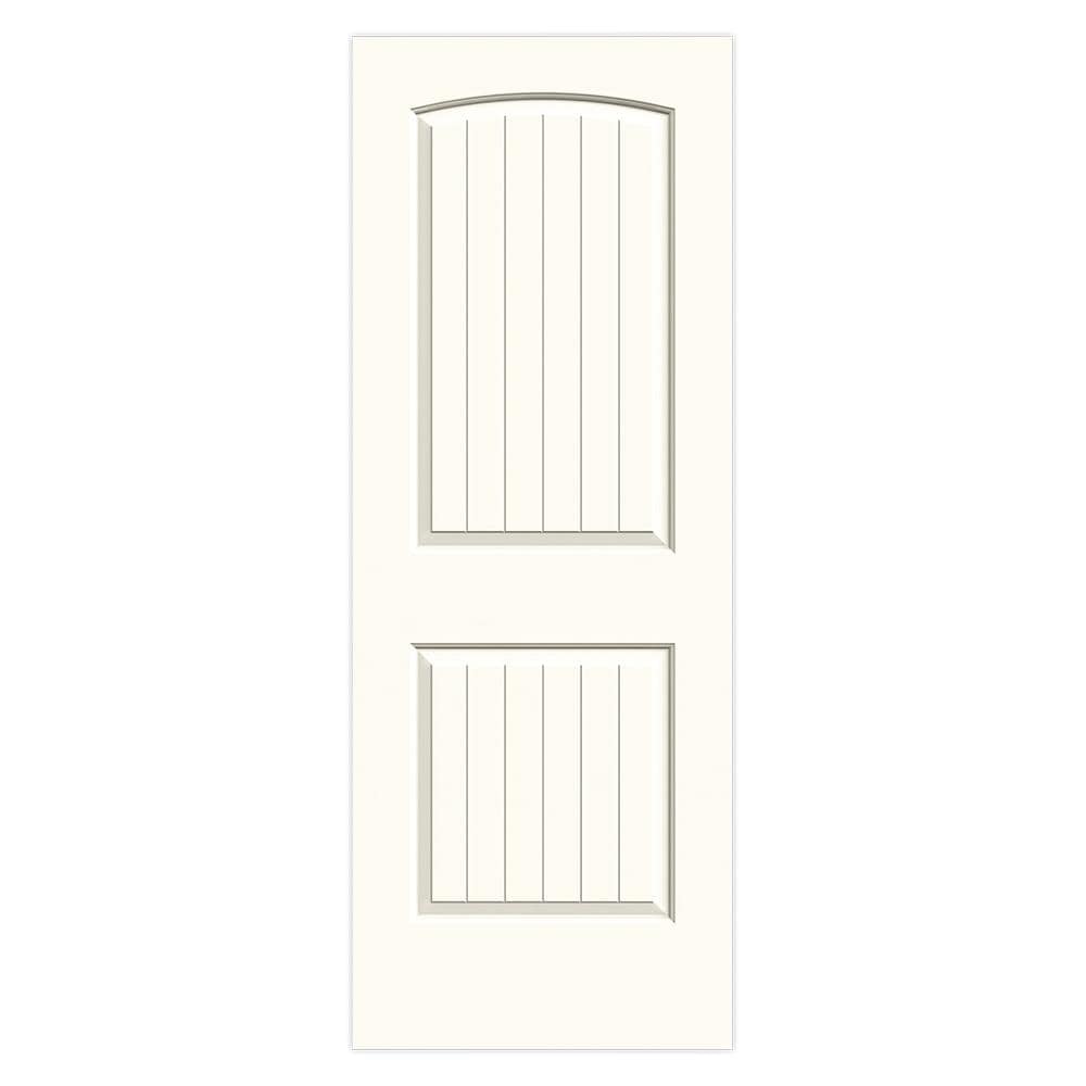 Santa Fe 32-in x 80-in White 2-panel Round Top Plank Smooth Solid Core Prefinished Molded Composite Slab Door | - JELD-WEN LOWOLJW137500521