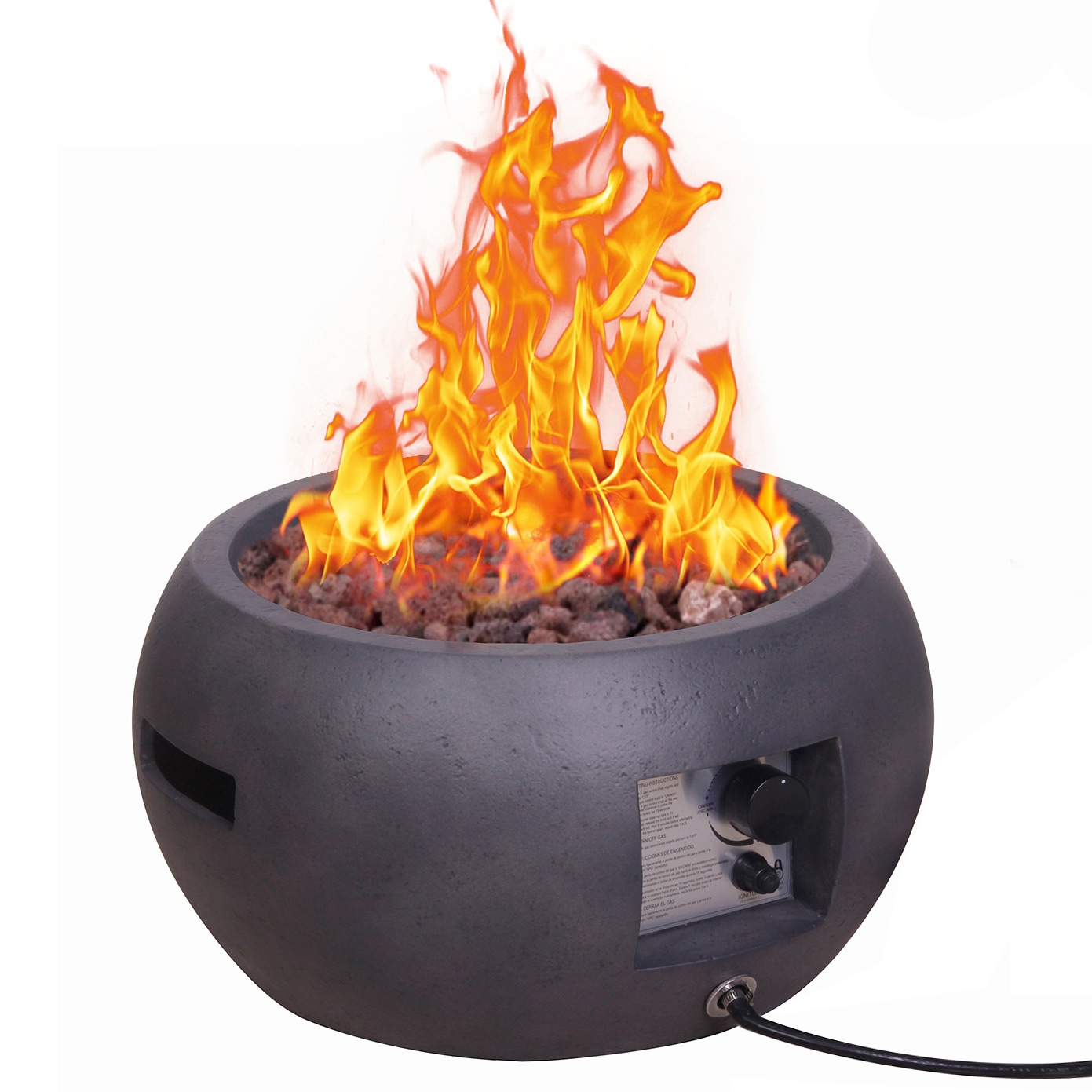 Upland PD-F230015 22-Inches W Grey Composite Round Liquid propane Fire pit