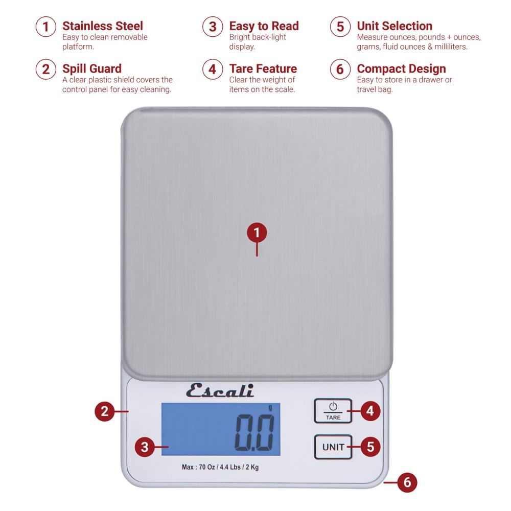 Escali Metallic Kitchen Scale At Lowes Com   40817778 