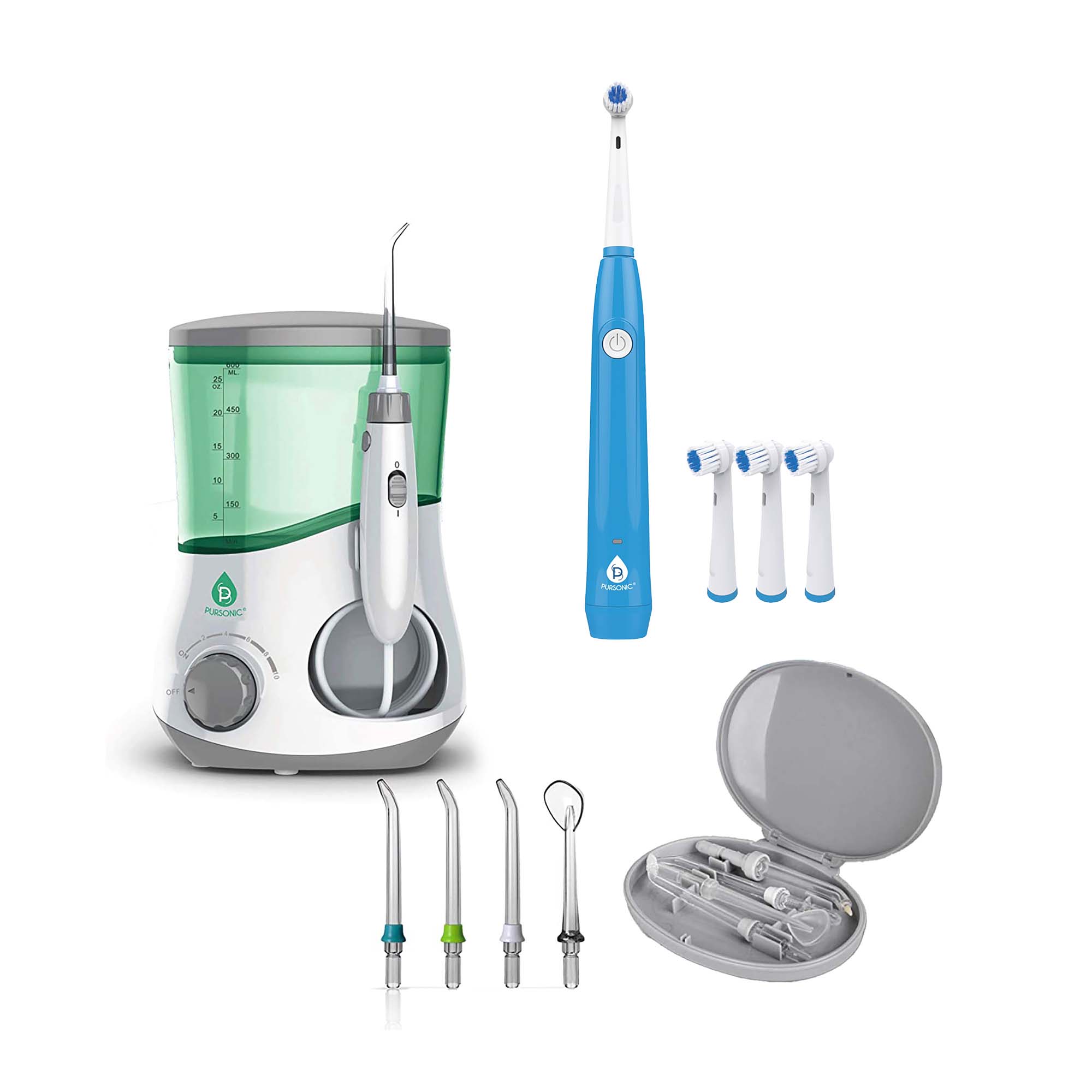Pursonic OI200-RET20USB Smile Pro Bundle Professional Oral Irrigator  USB Rechargeable Rotary Toothbrush