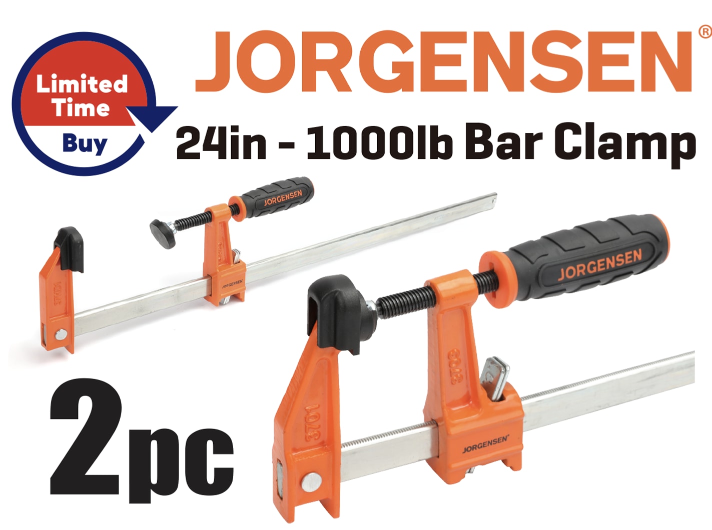 Jorgensen 2-Pack 24-in 1000lb Bar Clamp in the Clamps department at