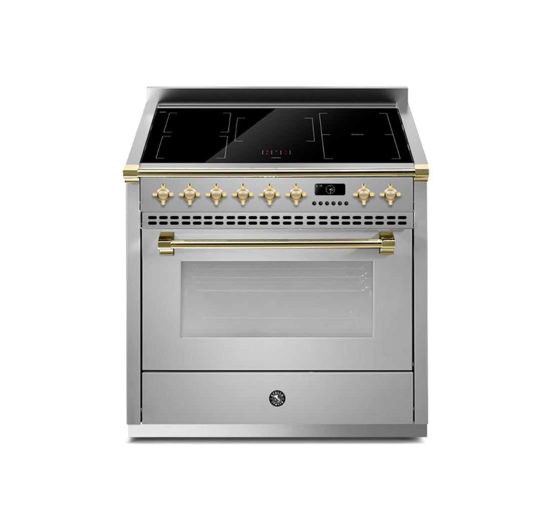 Hallman HSRI36BSSS Stella Induction 36-in Glass Top 5 burners 3.2-cu ft Air Fry Convection Oven Freestanding Electric Range with WipeClean Coating ( Stainless steel )