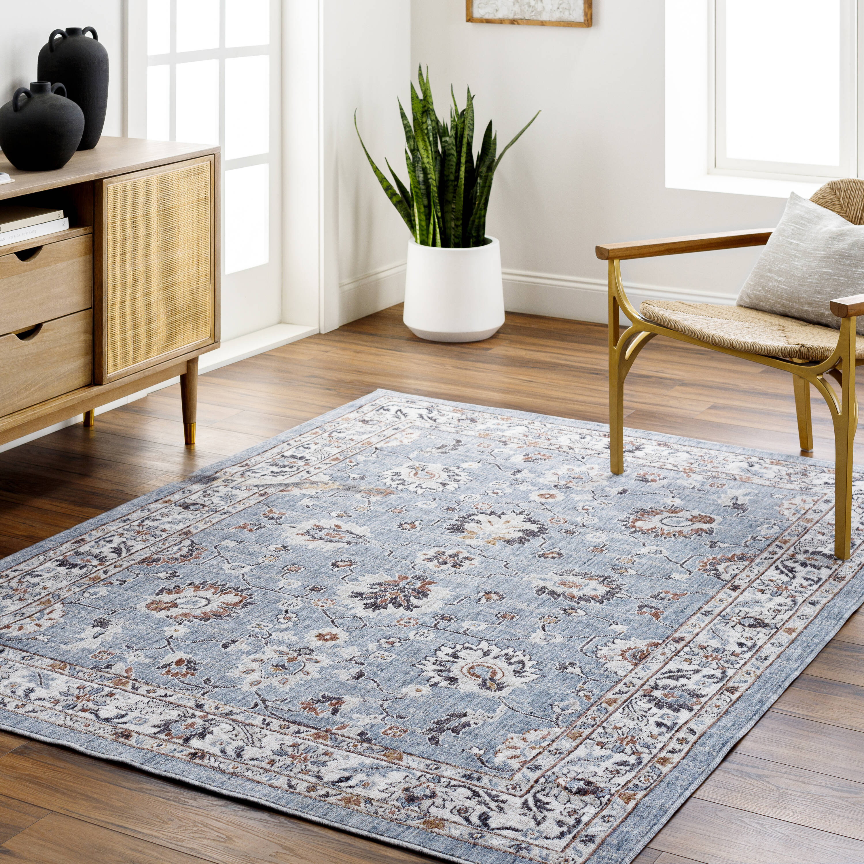 Livabliss JLT2308-71010 Juliet 8 x 10 (ft) Synthetic Dark Blue Rectangular Indoor Floral/Botanical Oriental Area rug
