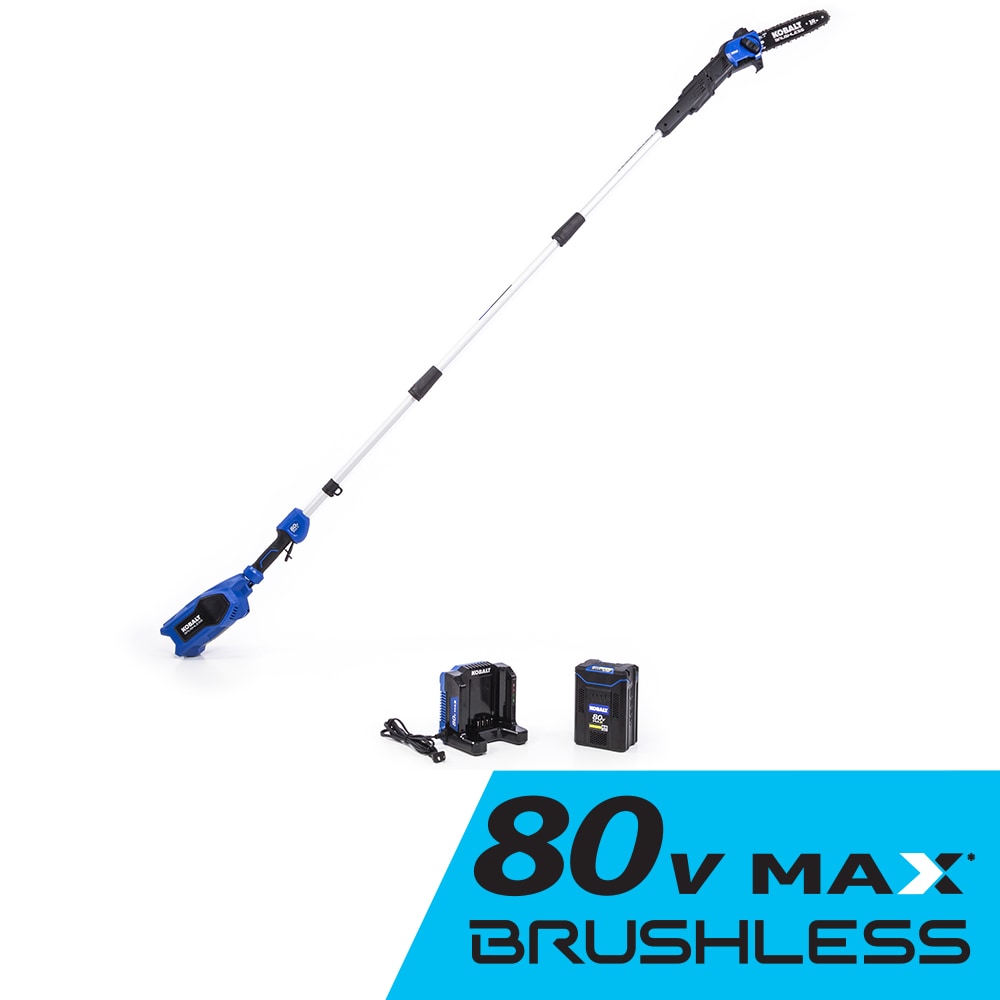 80-volt 10-in 2 Ah Battery Pole Saw (Battery and Charger Included) in Blue | - Kobalt KPS 2180-06
