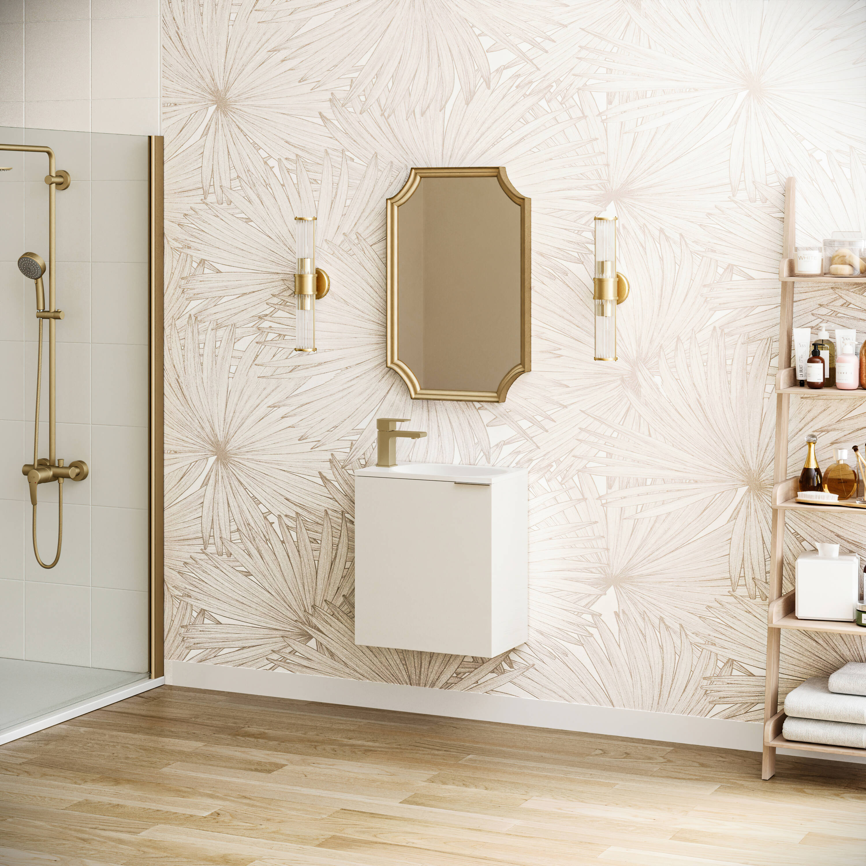 Sleek 20" Glossy White Wall-Mounted Modern Vanity with Integrated Sink