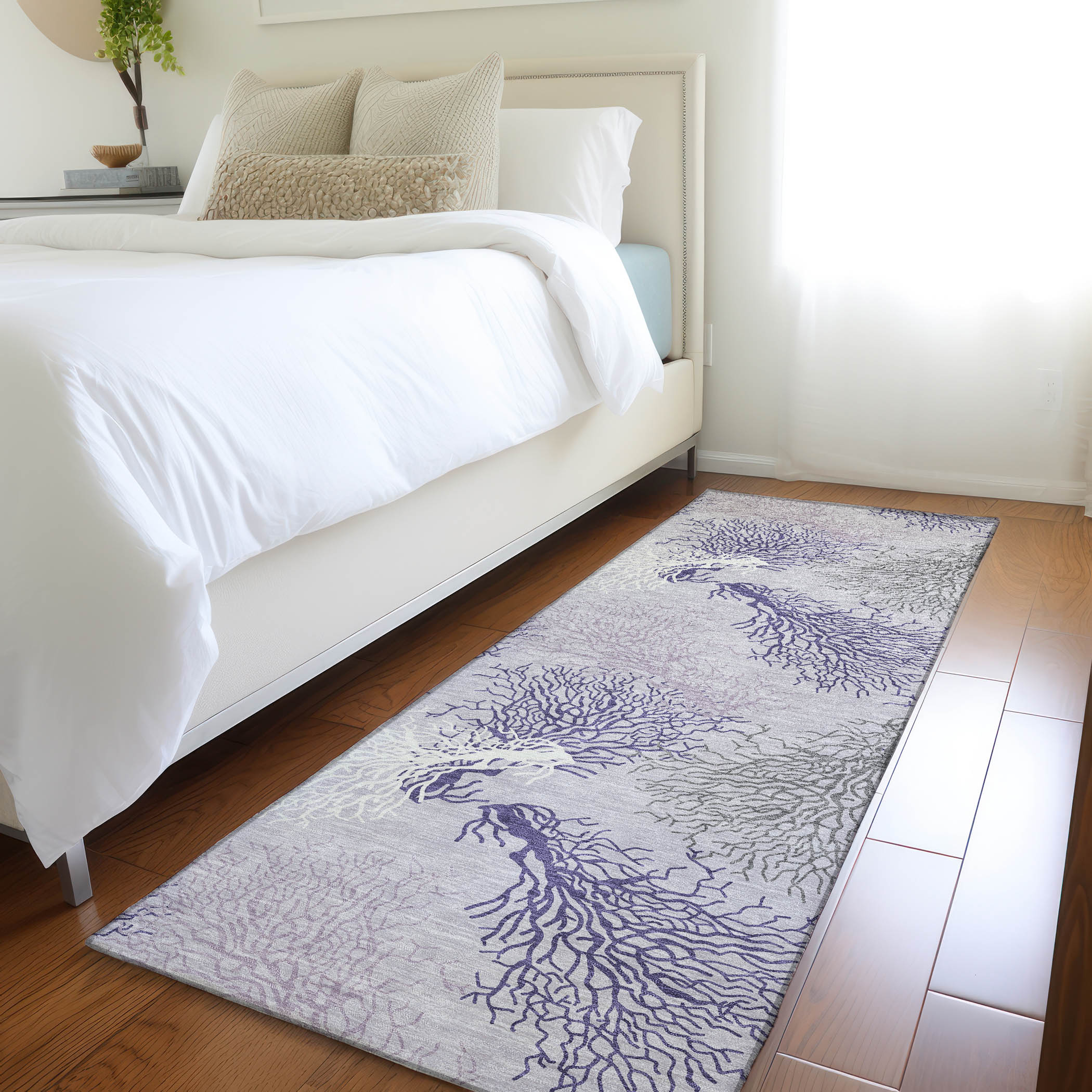Addison Rugs AMF182PP2X8 Mayfield AMF182PP 2 x 7 (ft) Loomed Polyester Purple Rectangular Indoor Geometric Machine washable Area rug