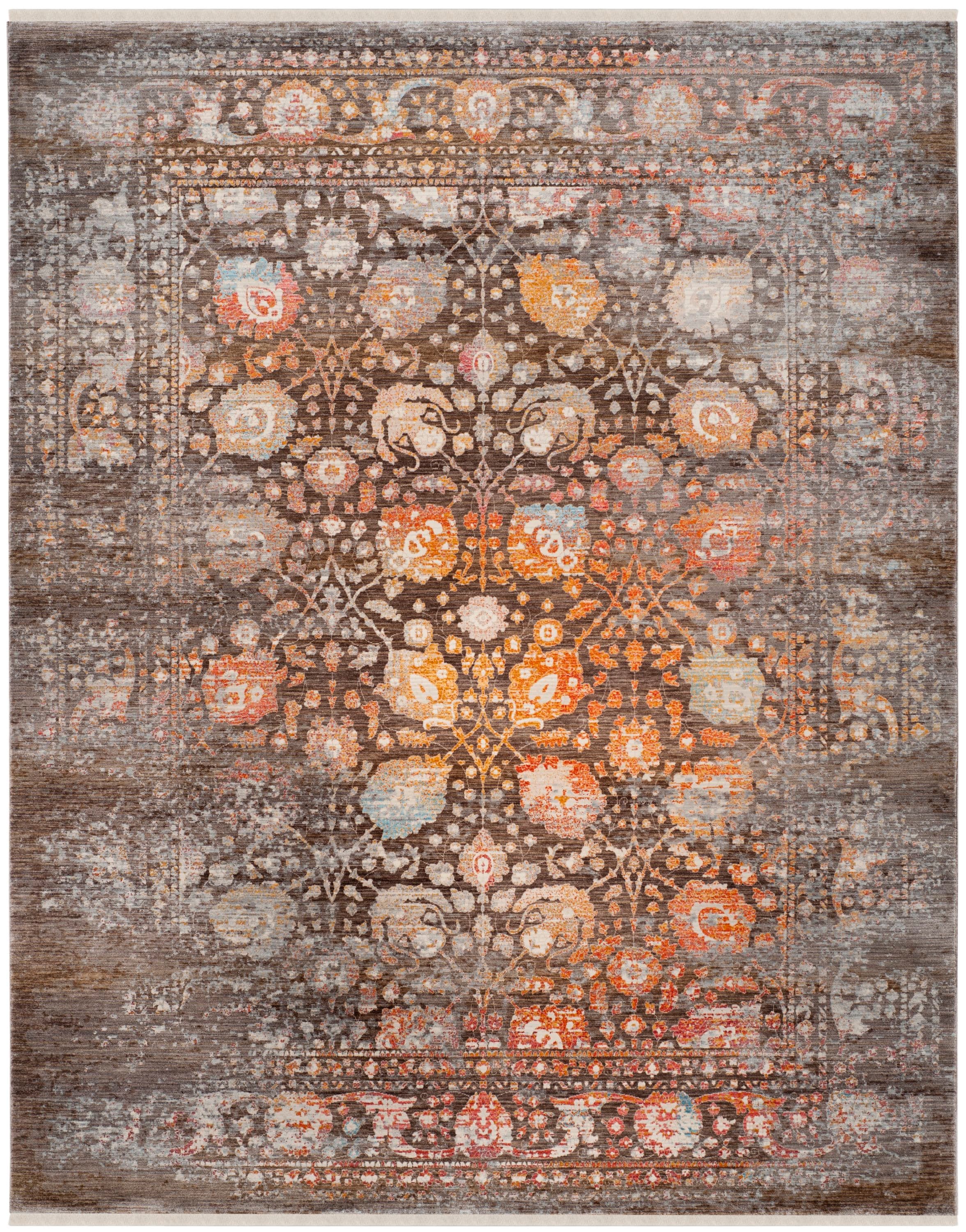Multicolor Floral Motif Synthetic 6' x 9' Area Rug