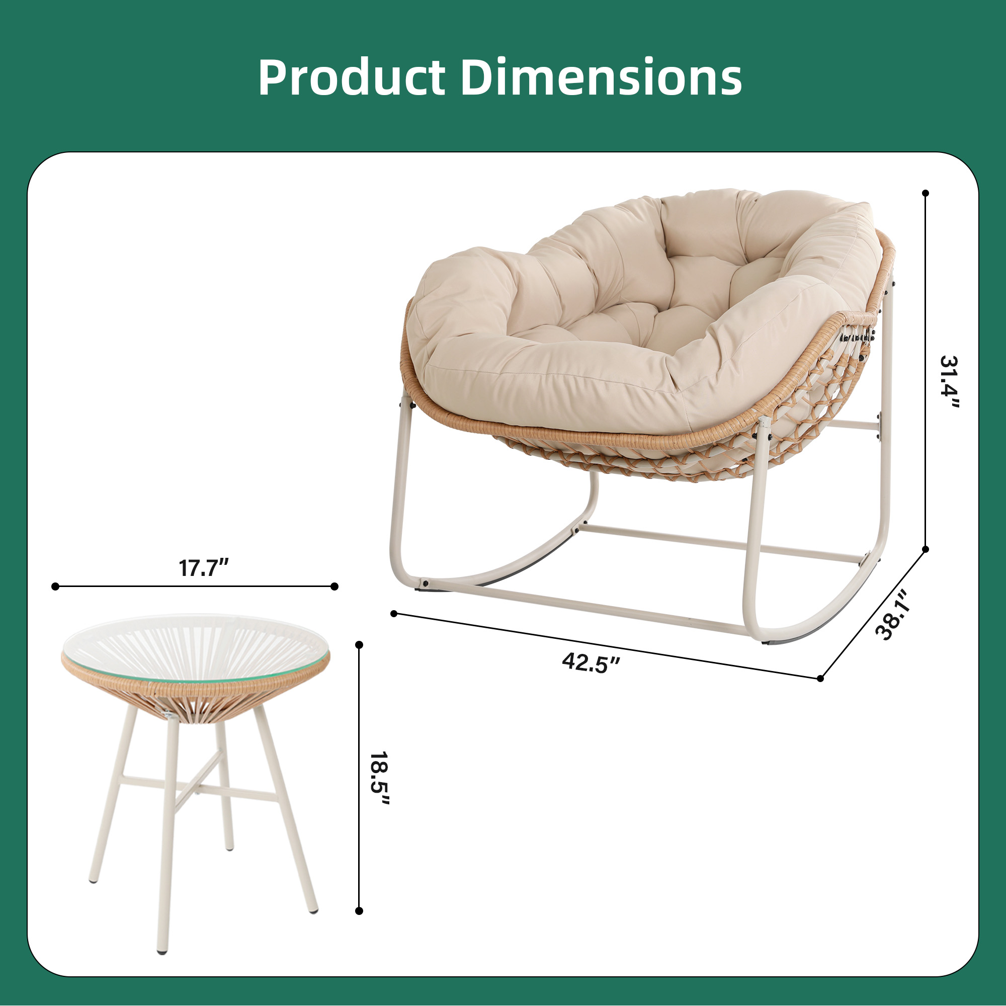 UPHA Y5BE-2AC-BEIGE Patio-Chairs - View #3