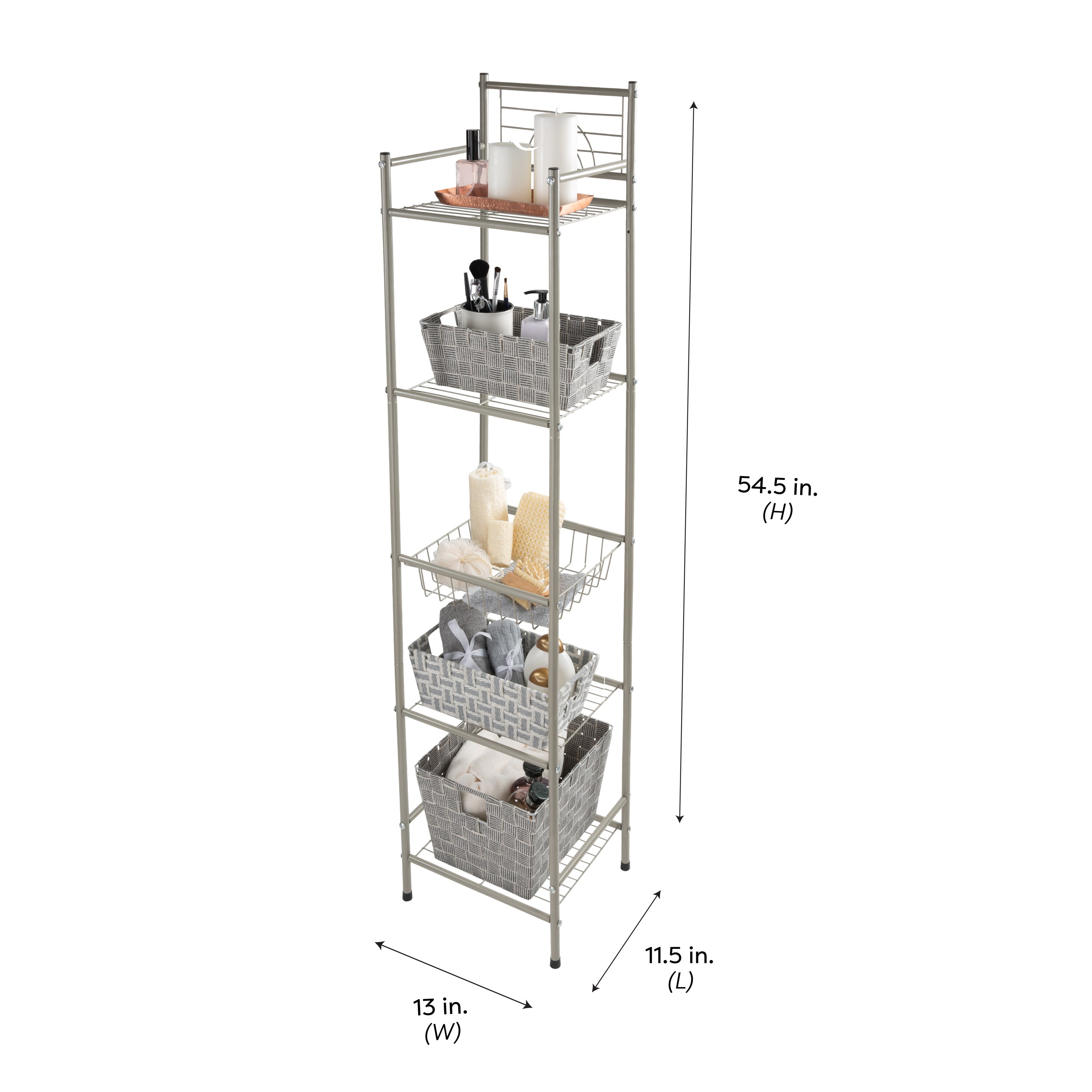 Bath Bliss 3 Shelves Tiered Bathroom Storage Rack in Satin Nickel 