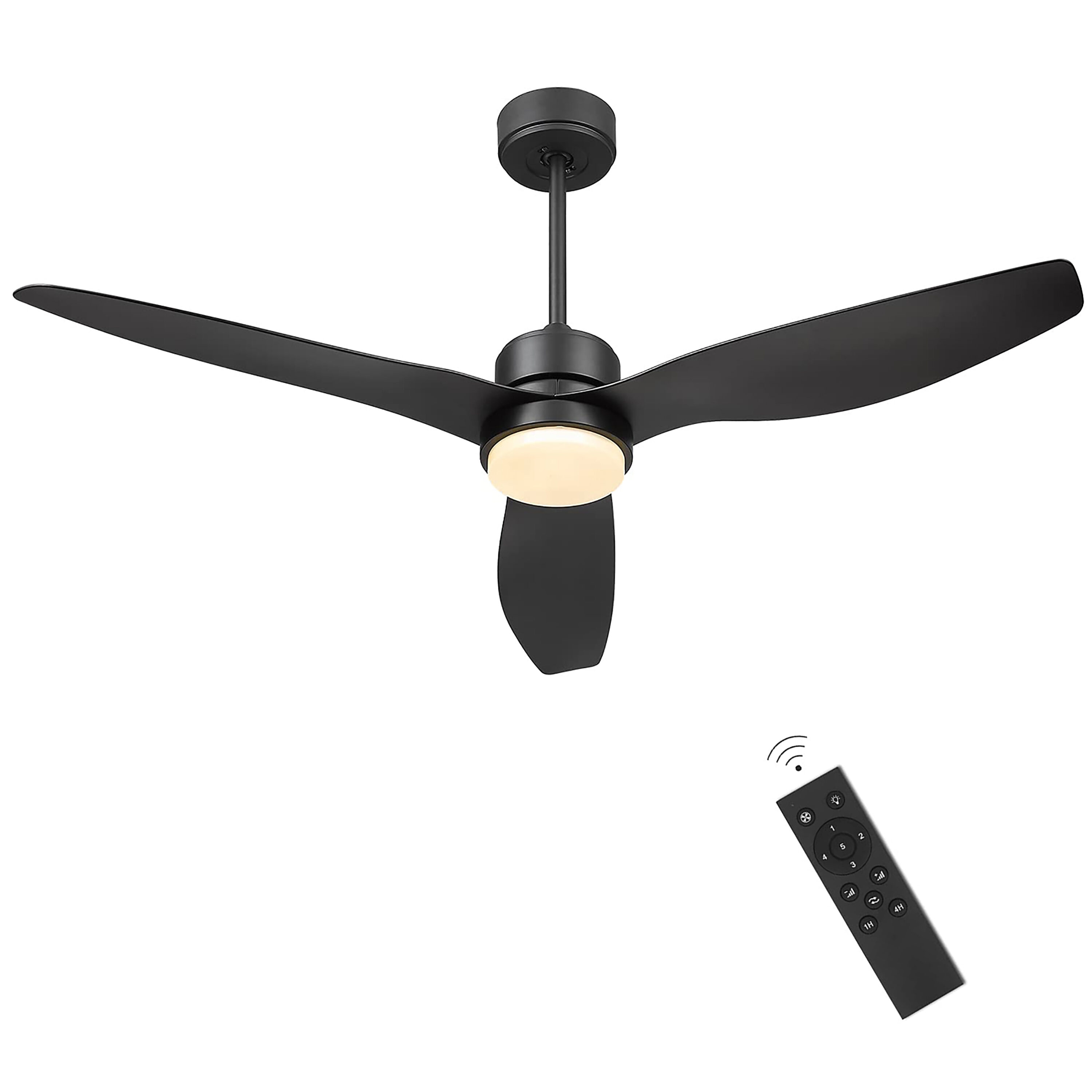 Maincraft D01-CF054 52-Inches Black with Integrated LED Fixture Indoor/Outdoor Downrod mount Standard Ceiling Fan With Light and Remote ( 3 -Blade)