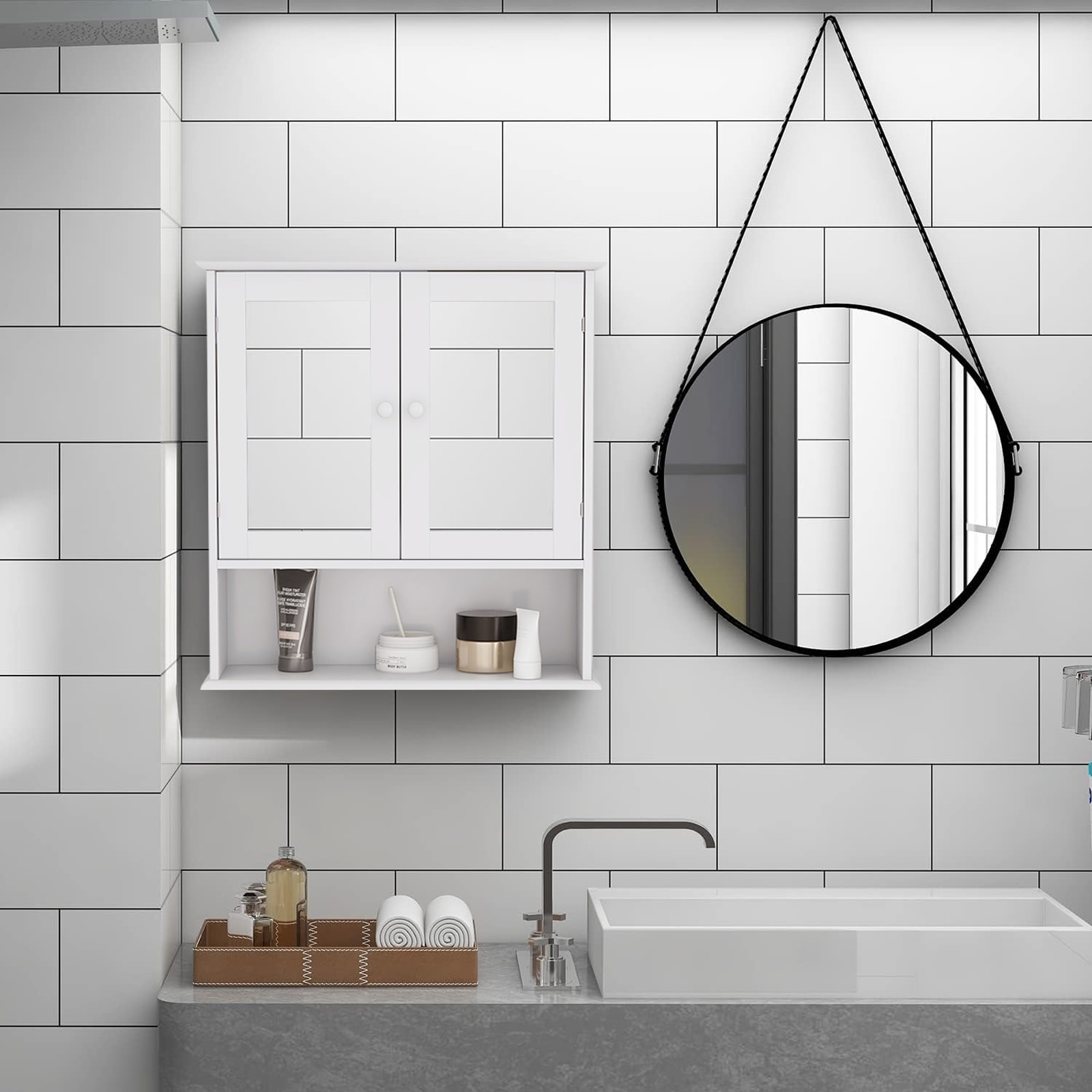 Maocao Hoom 6.5-in x 22.83-in x 21.65-in White Bathroom Wall Cabinet