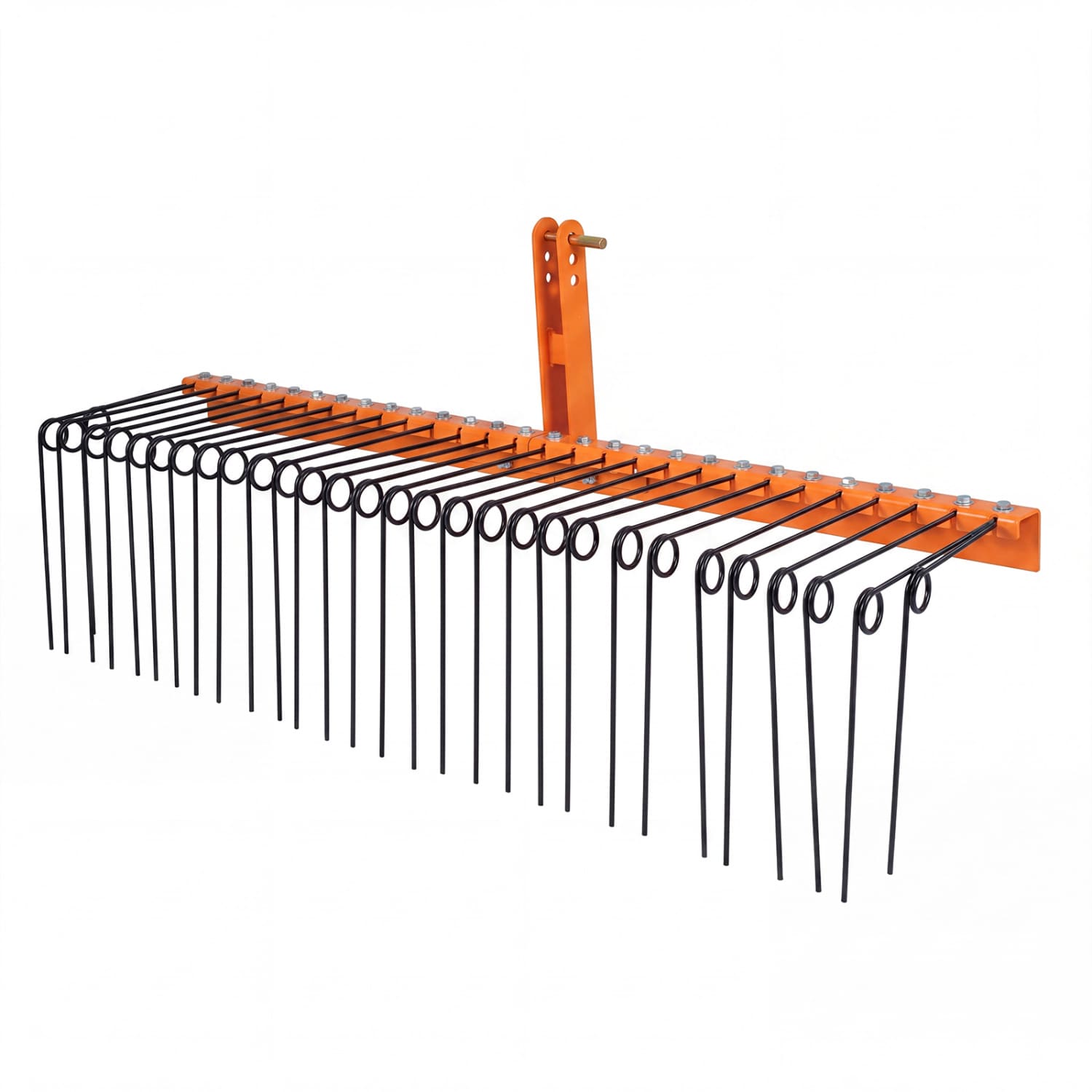 Slickblue 72-Inch Tow-Behind Landscape Rake Tractor Attachment 30-Tine Metal Frame for Leaves Pine Straw Grass Cleanup Black and Orange