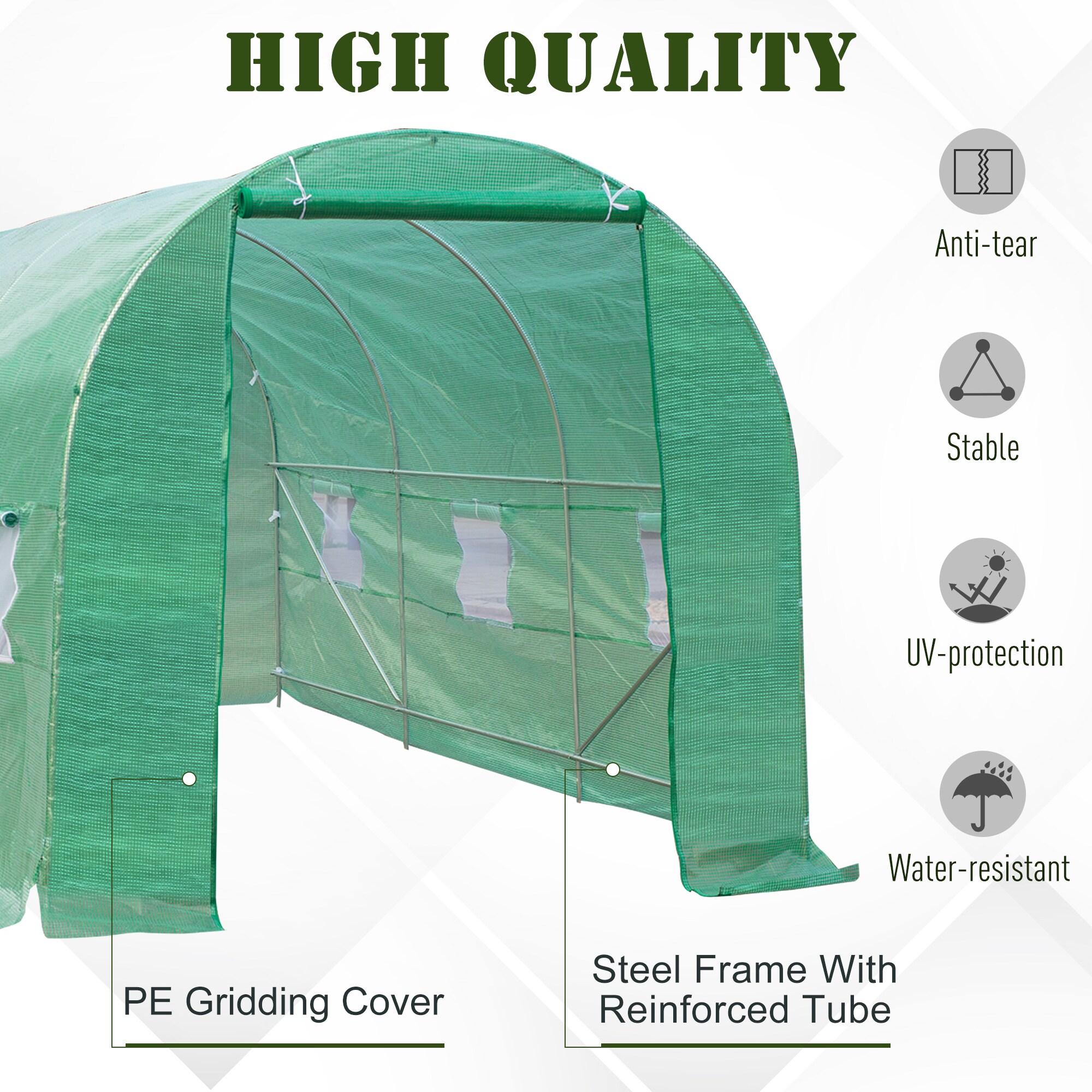 Outsunny 15-ft L x 7-ft W x 7-ft H Green Greenhouse in the Greenhouses ...