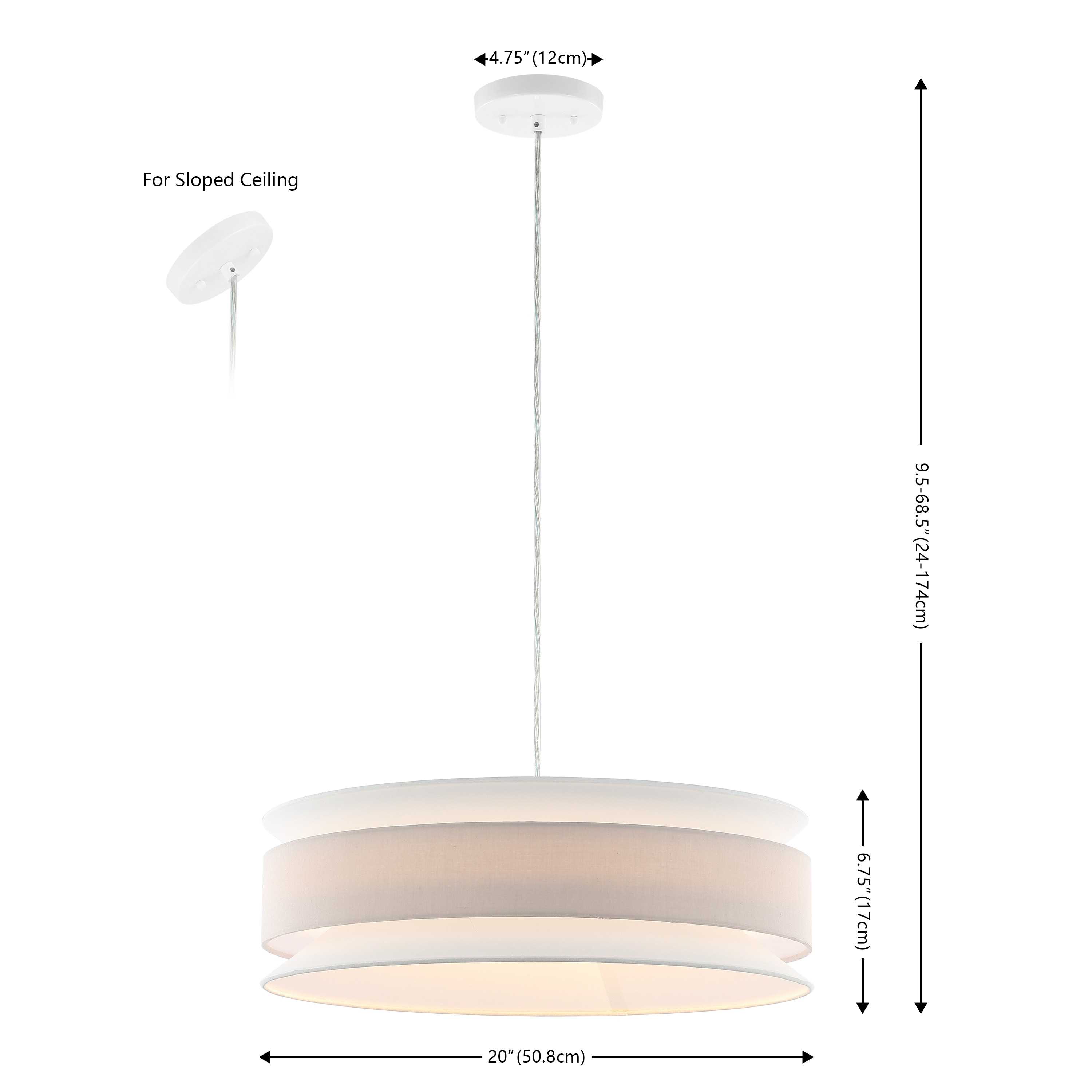 Nolana 20" Cream and White LED Drum Pendant Light