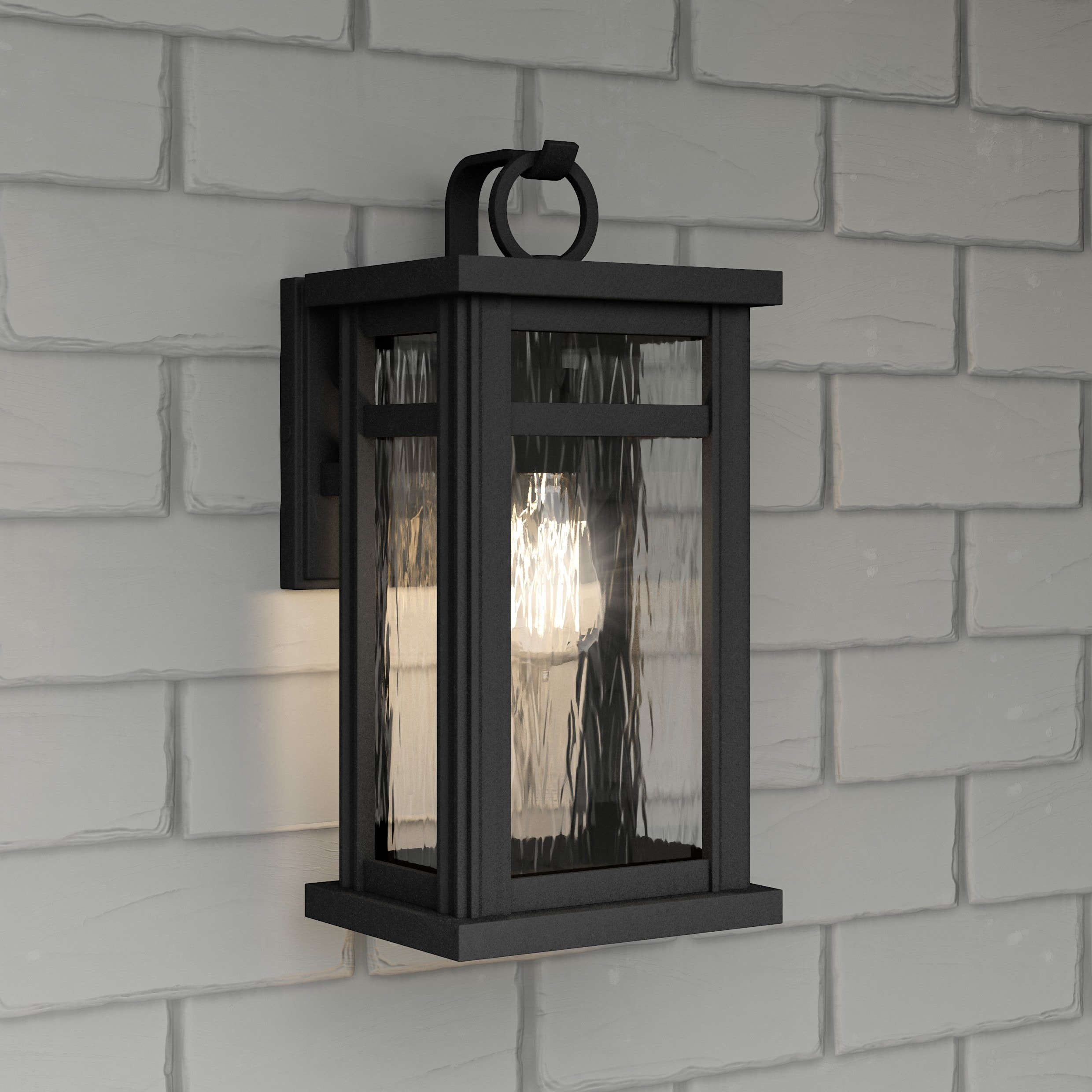 Moira 16" Earth Black Steel Outdoor Wall Lantern