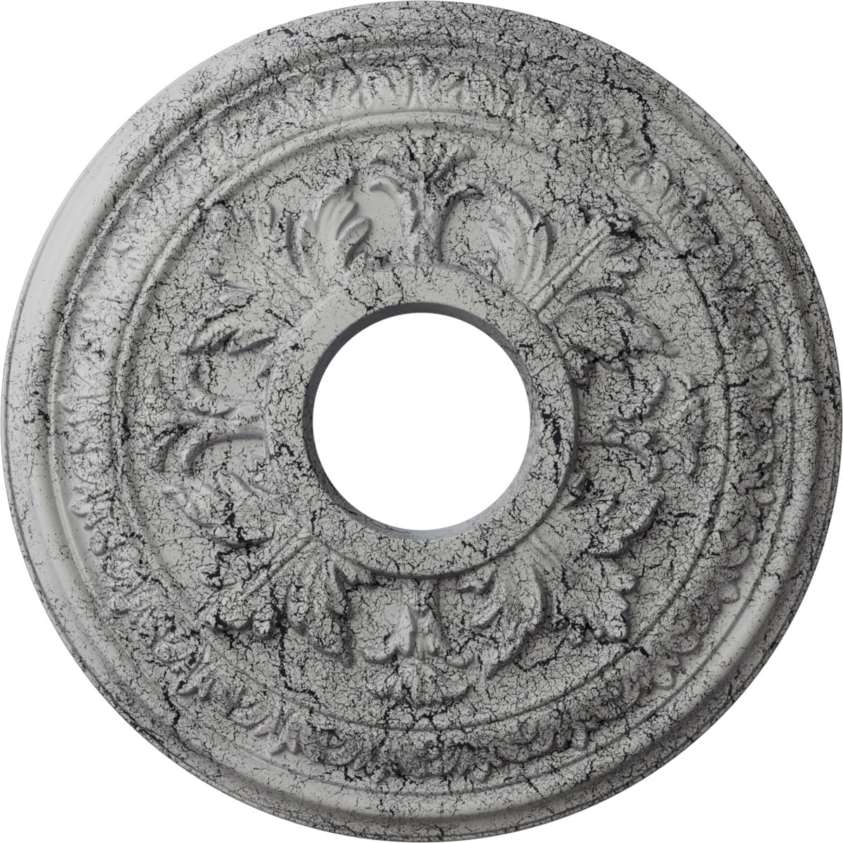 Ekena Millwork CM15BAUWC Baltimore 15.375-in W x 15.375-in L Painted Ultra Pure White Crackle Polyurethane Whole Ceiling Medallion