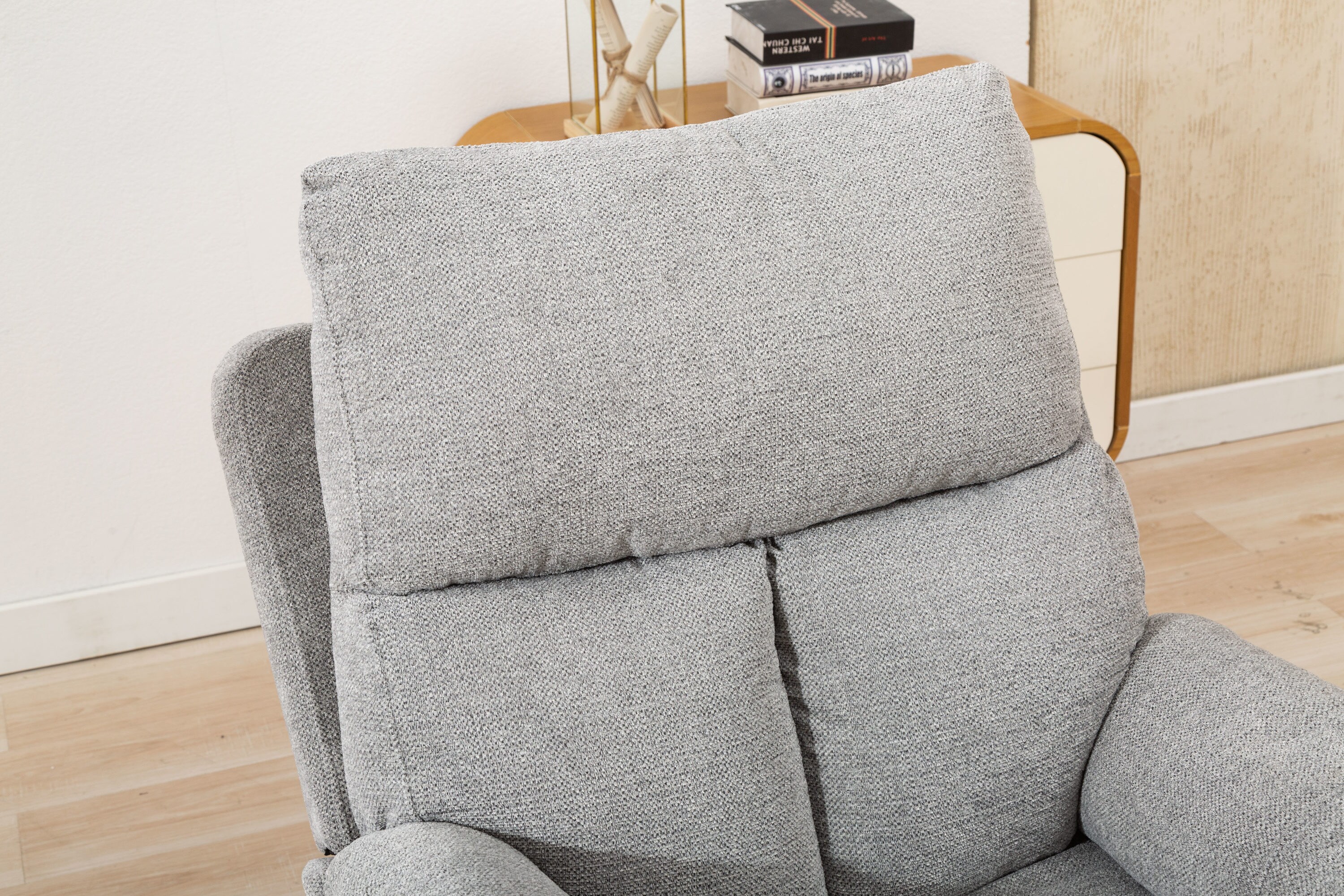 Clihome Recliner Sliver Chenille Upholstered Swivel Recliner in the ...