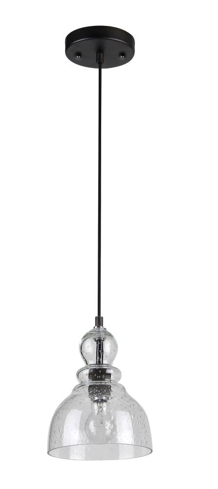 BELDI Tacoma Black Modern/Contemporary Seeded Glass Globe Pendant Light