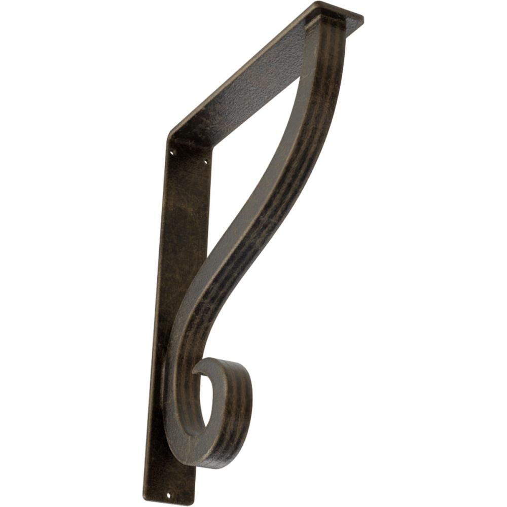 Ekena Millwork BKTM02X10X12TASAPG Ashford Triple Ashford 10-in x 2-in x 12-in Antique gold Wrought iron Wall bracket