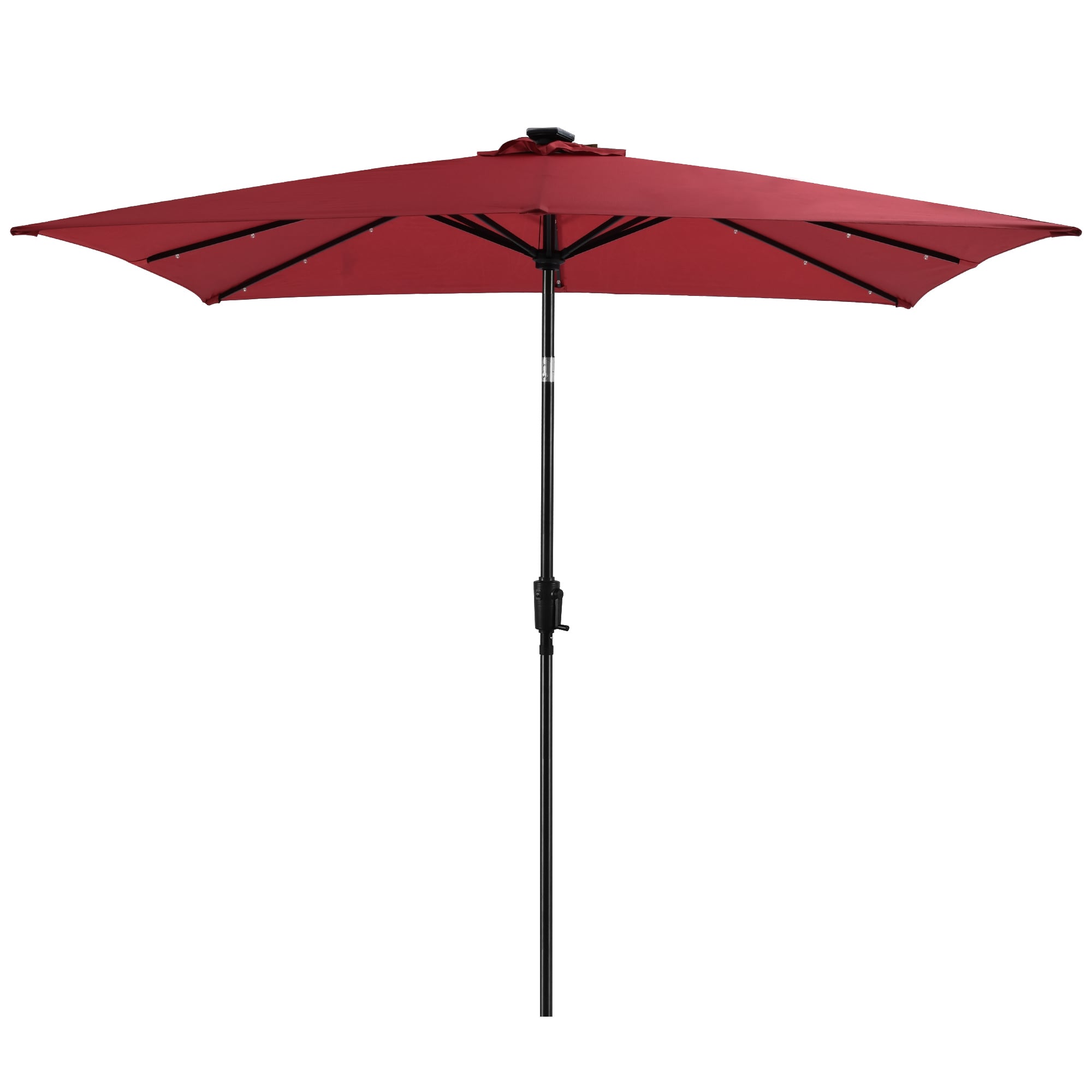 Sun-Ray 9' Round Patio Umbrella with Push-Button Tilt and Hand Crank Lift System, Outdoor Umbrella with Black Frame and Polyester Fabric for Patio, Deck, and Yard