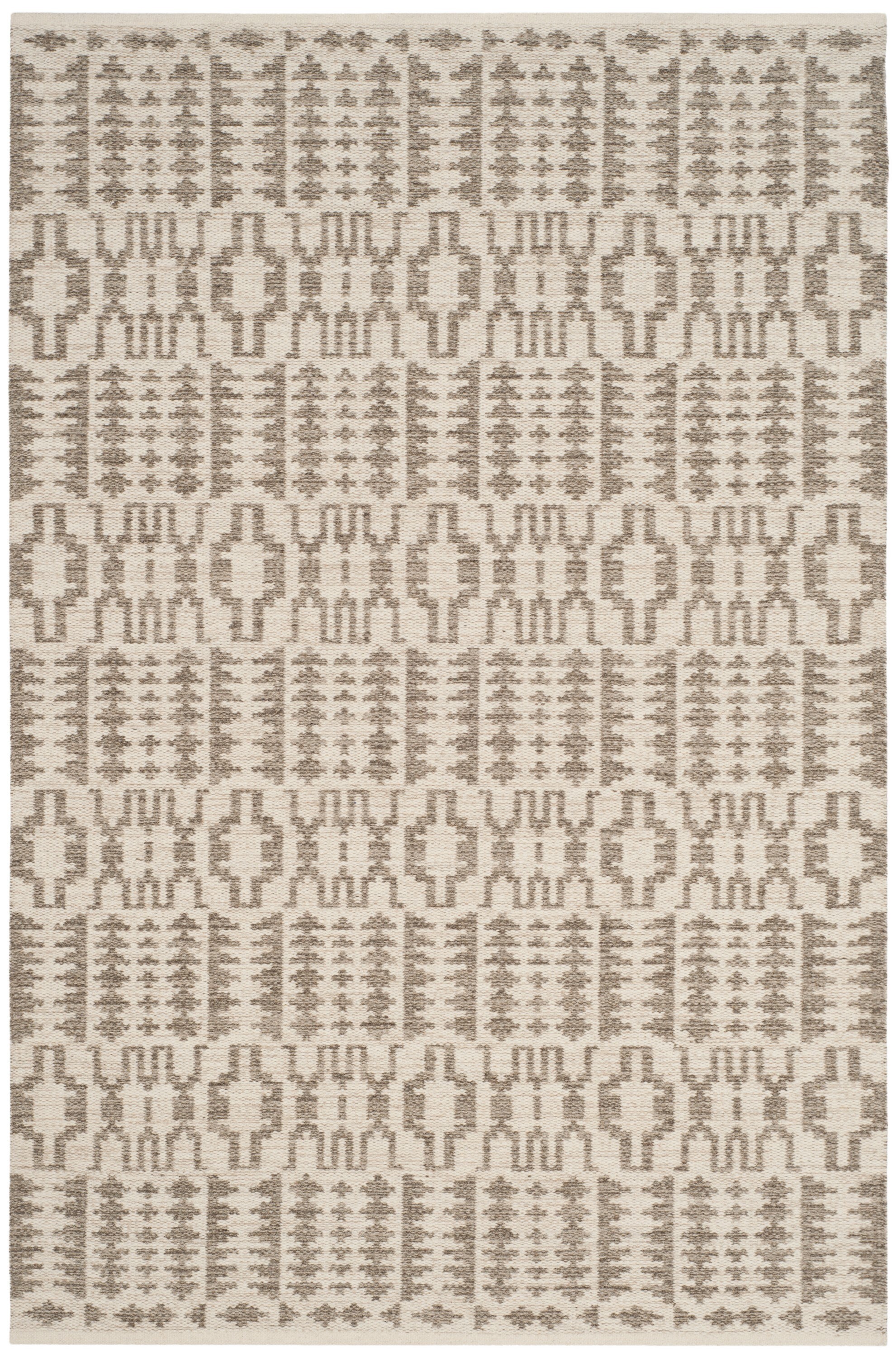 Nomadic Essence Hand-Woven Gray Geometric Wool Area Rug 4' x 6'