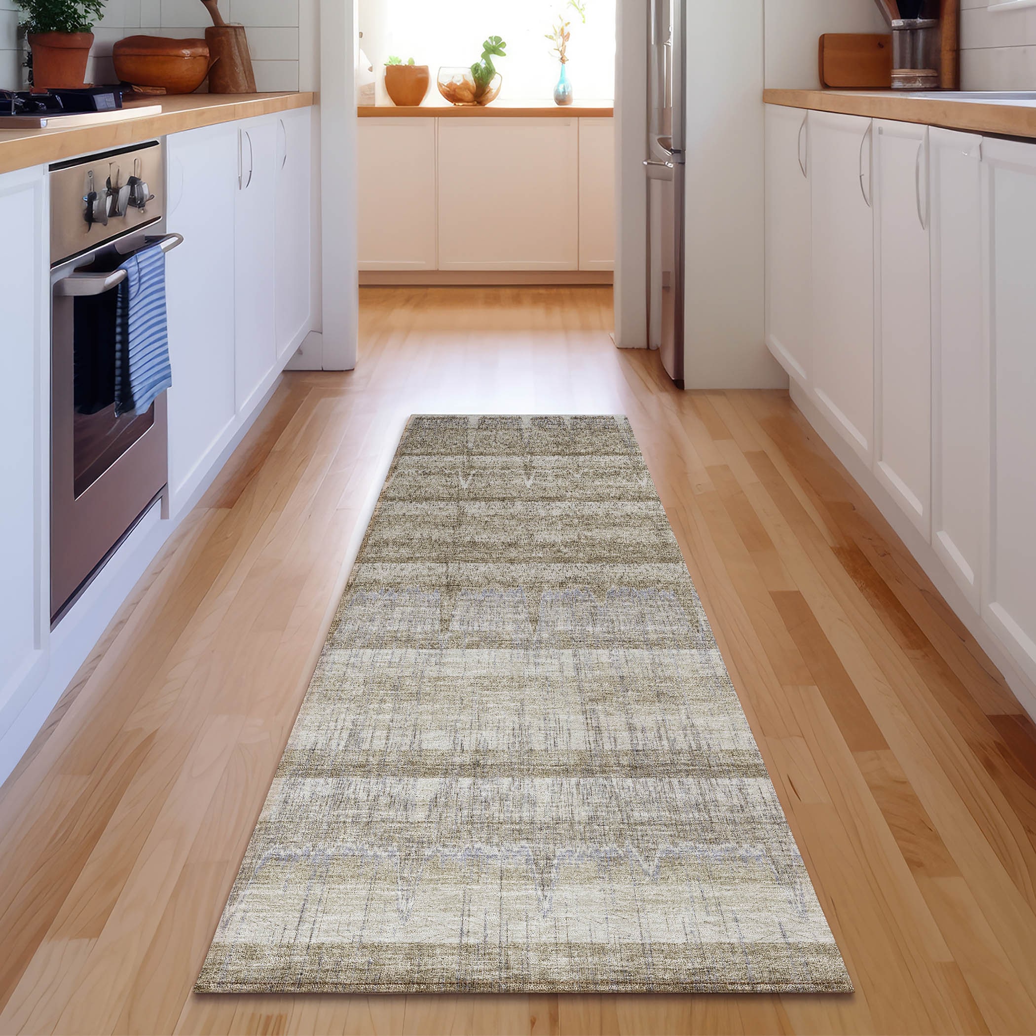 Addison Rugs AMF629TP2X8 Mayfield AMF629TP 2 x 7 (ft) Polyester Taupe Rectangular Indoor Abstract Machine washable Runner rug