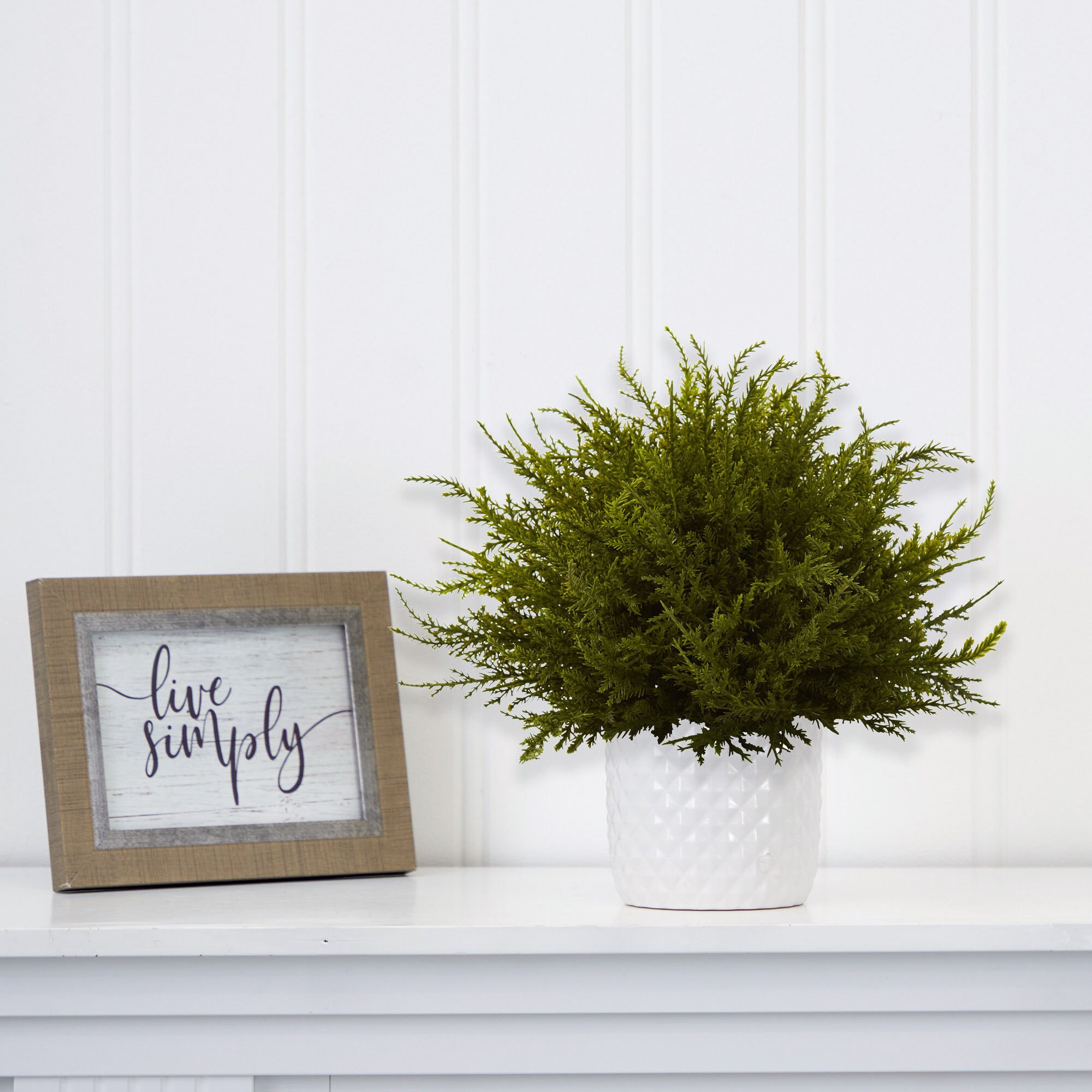 Set of 3 Green Silk Cedar Topiary Balls