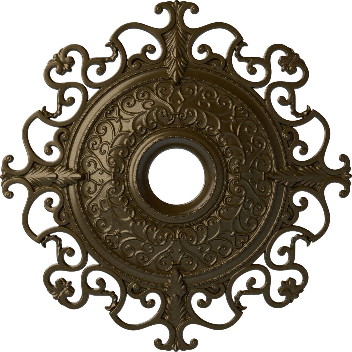 Ekena Millwork CM38OLBRS Orleans 38.375-in W x 38.375-in L Painted Brass Polyurethane Whole Ceiling Medallion