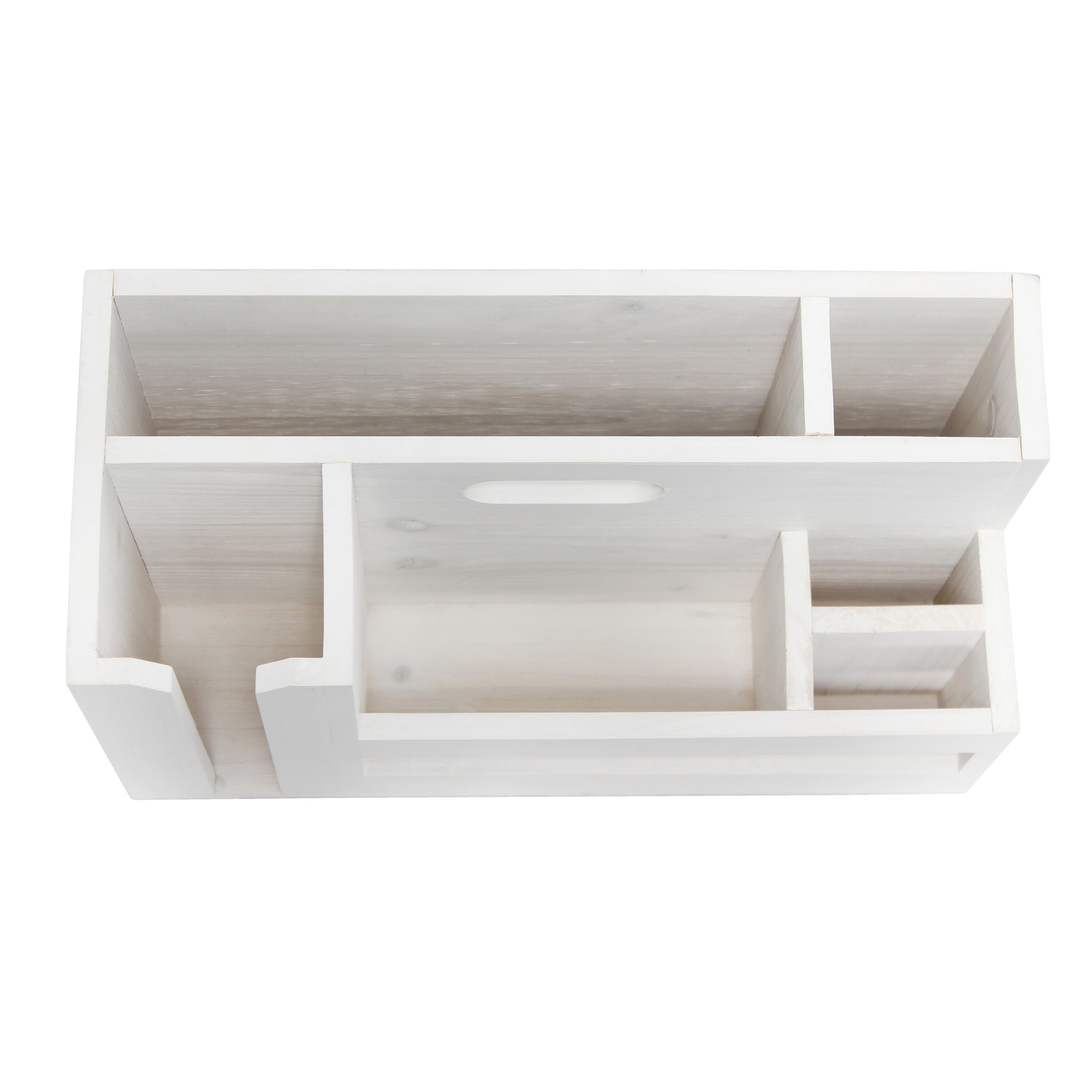 White Wash Farmhouse Wooden Utensil and Condiment Caddy