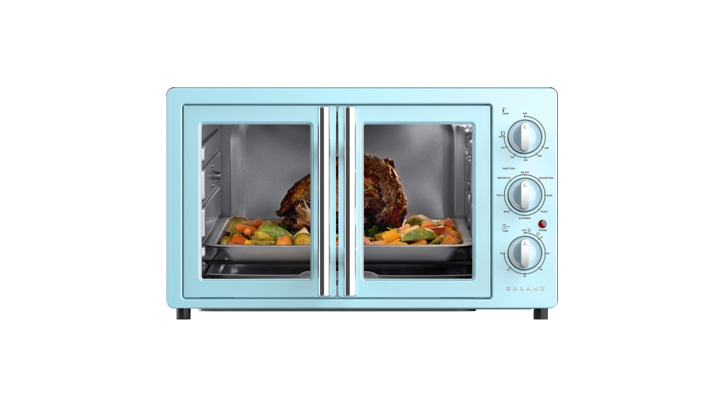 Galanz Retro French door 7-Slice Blue Convection Toaster Oven with