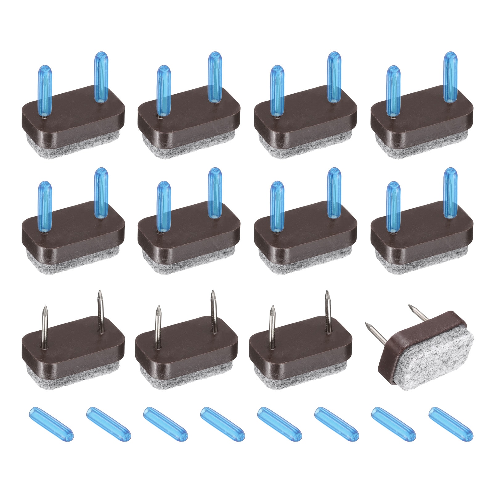 Unique Bargains 12pcs Nail-on Felt Furniture Pads Rectangular Felt Pads Furniture Sliders Floor Protectors for Wooden Furniture Table Sofa Chair Leg (18mm Brown)