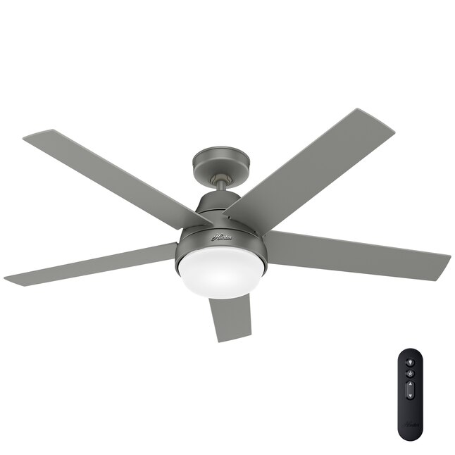 Hunter Aerodyne 52 In Matte Silver Led Indoor Smart Ceiling Fan With Light Remote 5 Blade The Fans Department At Com - Wiring On Ceiling Fan Light Combo With Remote And Independent Wall Switches