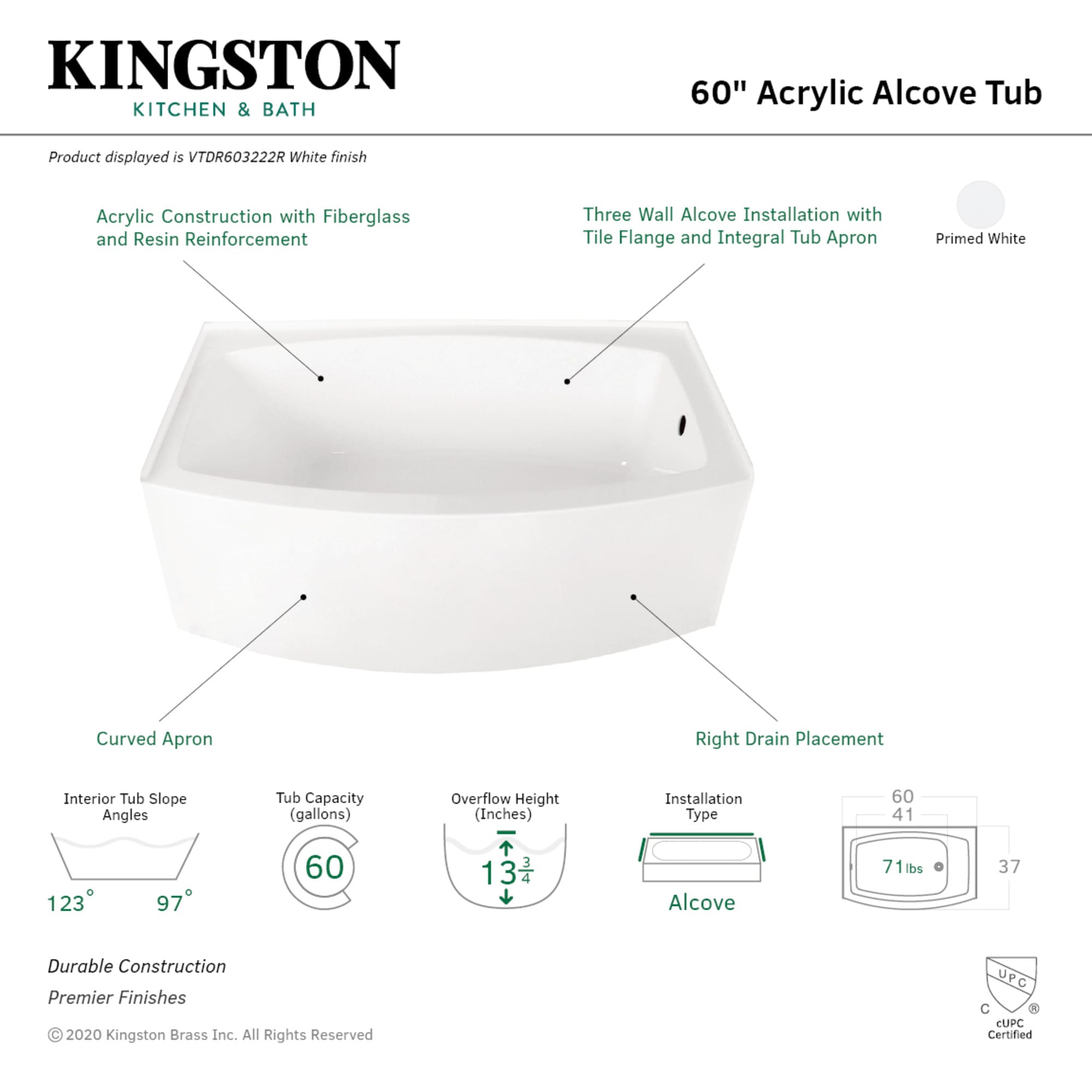 Kingston Brass UUVTDR603222R bathtubs - View #2