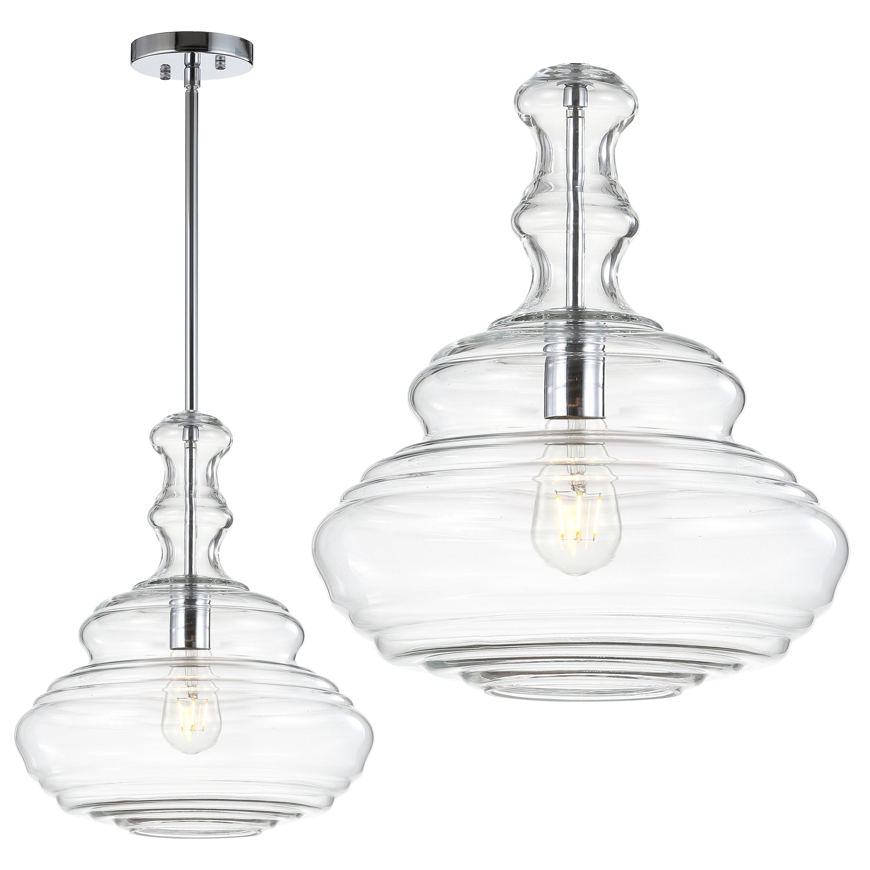 Bettina 13.37" Chrome Polished Clear Glass LED Pendant