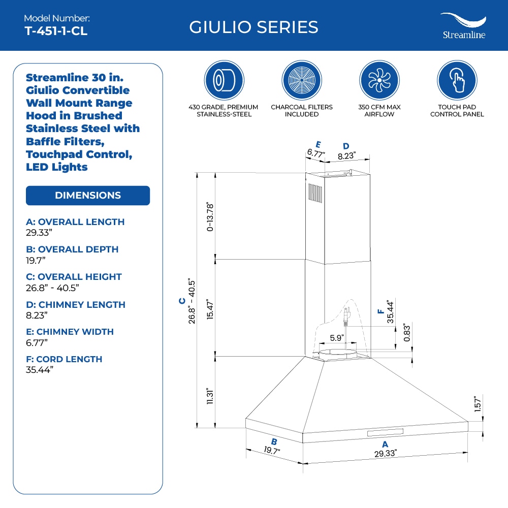 Streamline T-451-1-CL Wall-Mounted-Range-Hoods - View #9