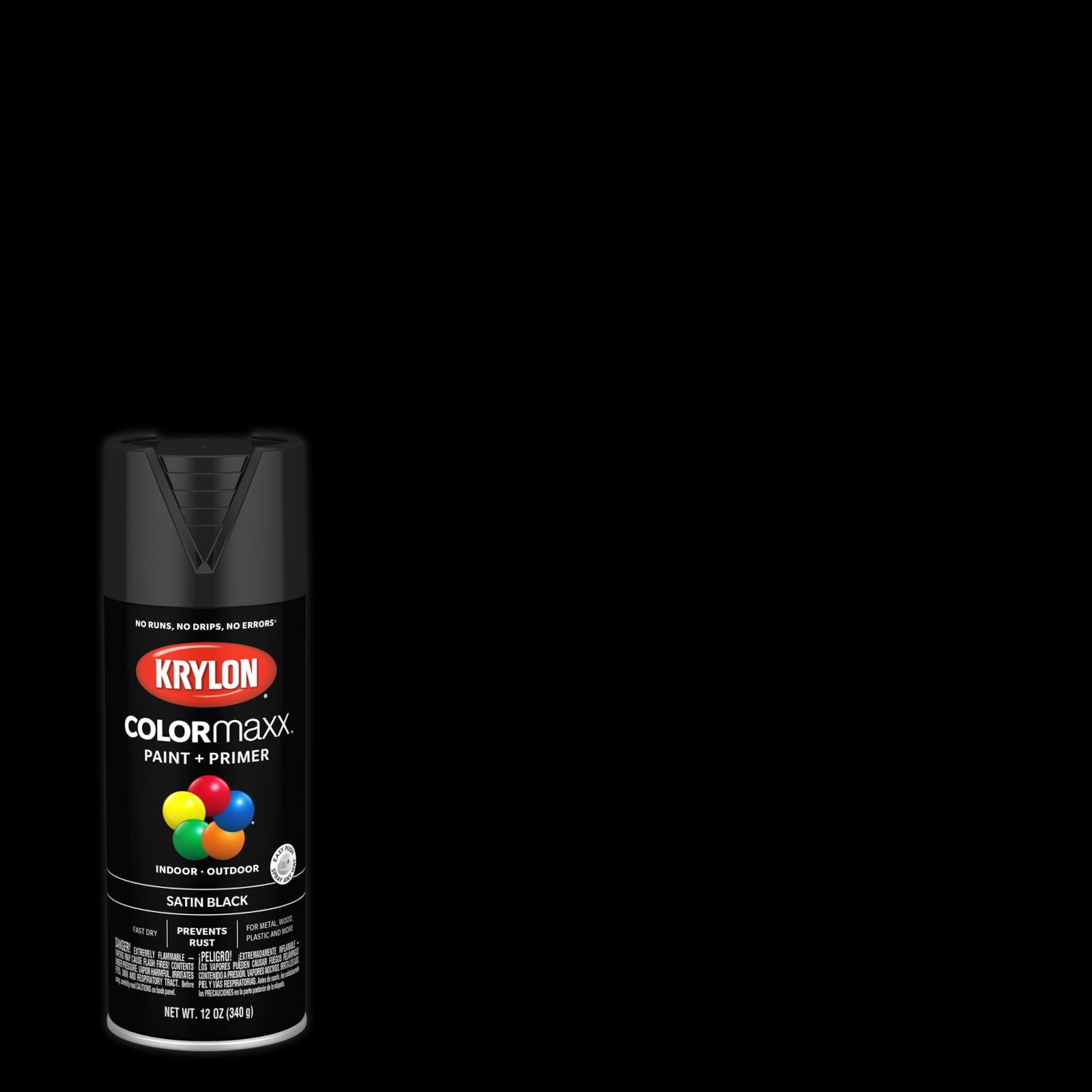 Krylon ColorMaster Paint + Primer Bonus, Matte, Black, 15 oz. 