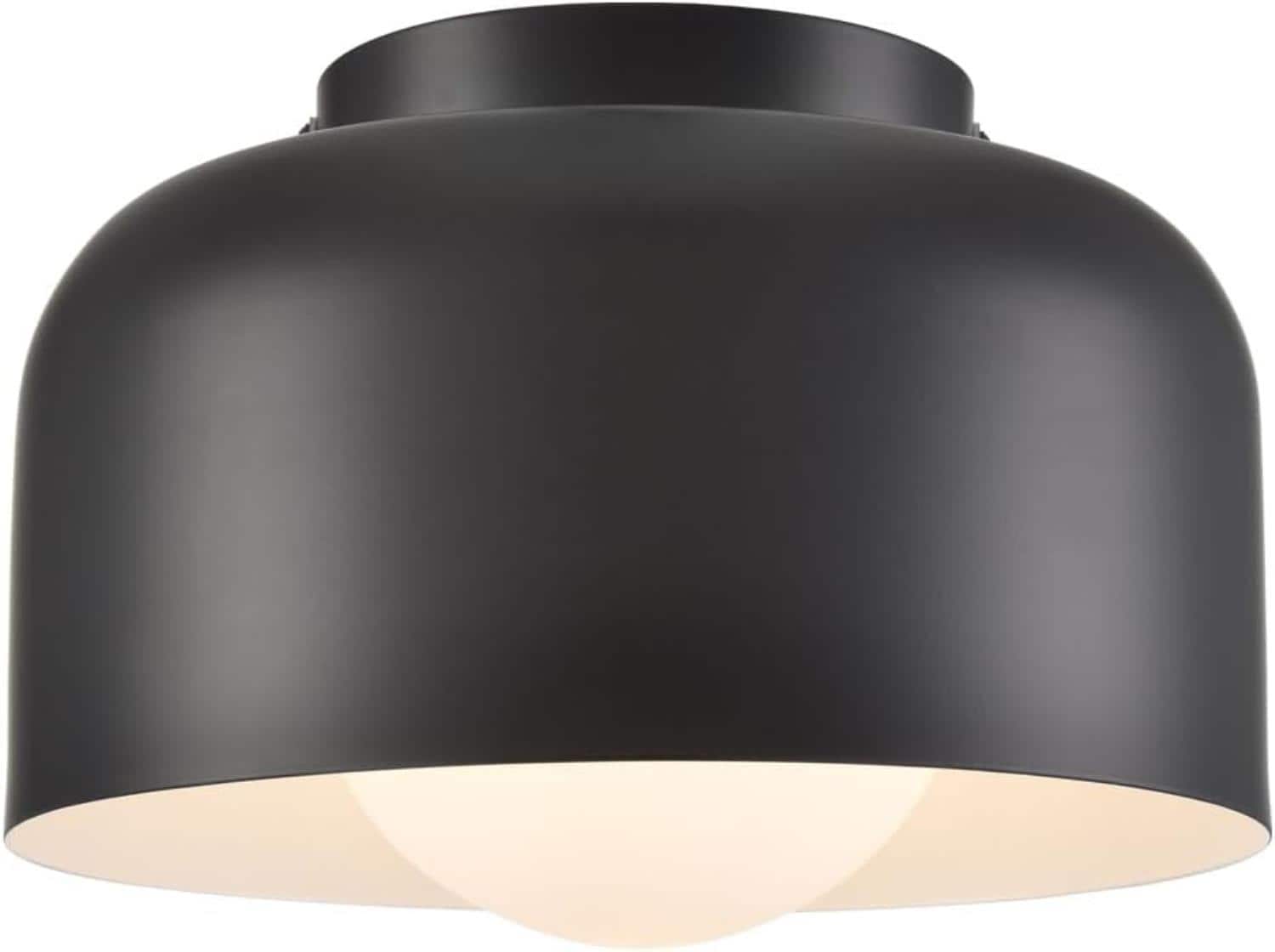 Claxy DE-T7274CU-BK Rustic/Industrial 1 -Light 8.66-in Polished Black Flush Mount Light